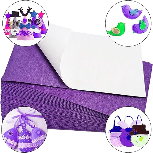 Miniatura 5 de Jtnohx Hojas de fieltro autoadhesivas, fieltro con respaldo adhesivo, 33 piezas de adhesivo de fieltro de 4 x 8 pulgadas, fieltro rígido de colores