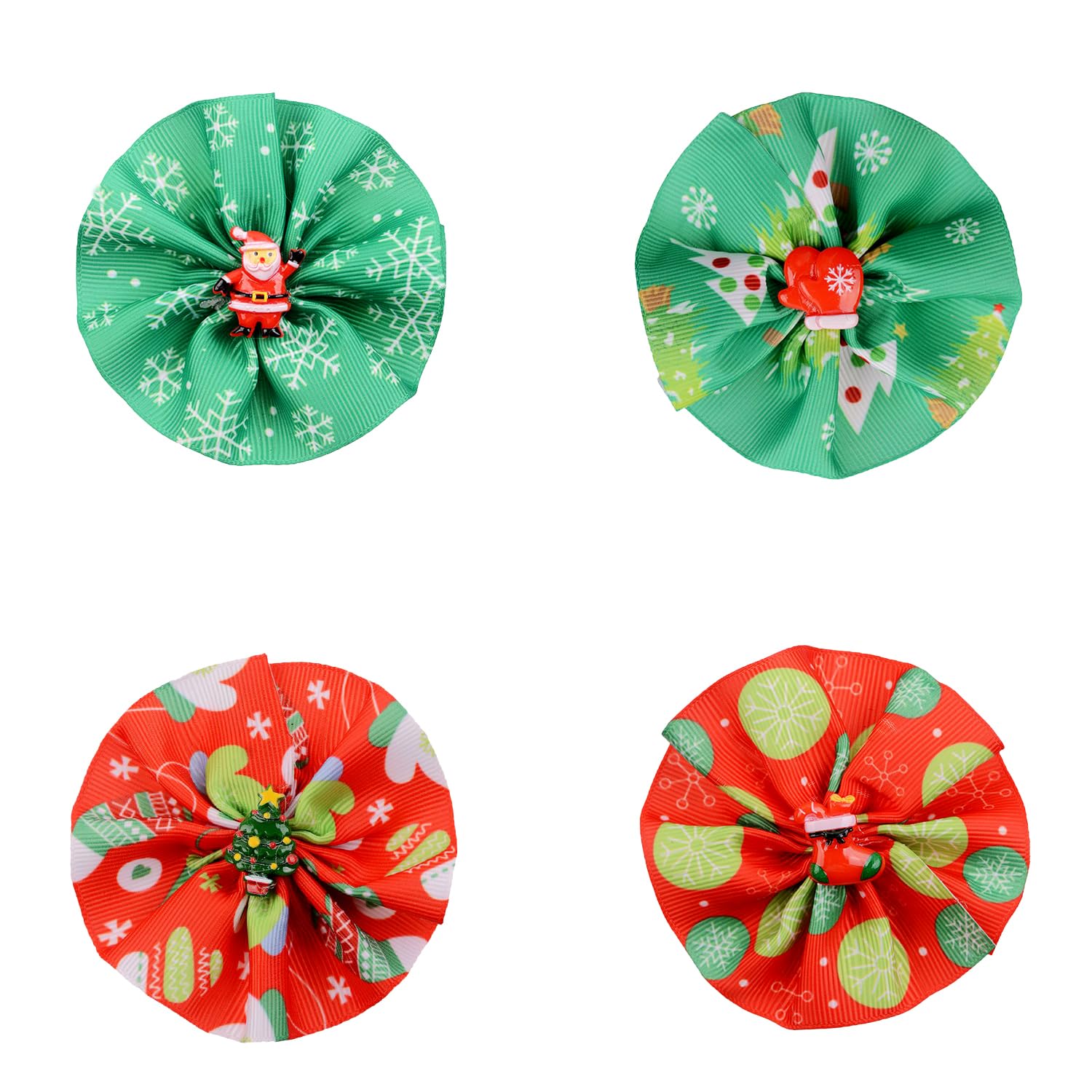 MFUOE 4Pieces Dog Collar Flower Charms Christmas Theme Multi-Color Pet Flower Collars Pet Grooming Accessories for Party Holiday Puppy Cats Rabbit