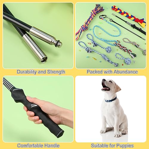 Miniatura 3 de Leyndo 7 piezas de poste de coqueteo para perros con 6 postes de coqueteo de repuesto, juguetes de dentición para cachorros pequeños y medianos