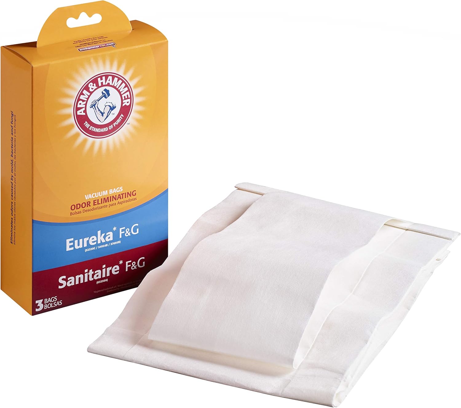 Arm & Hammer Vacuum Bags, Replacement for Eureka/Sanitaire Style F&G, Allergen and Odor Eliminating (3 Pack)