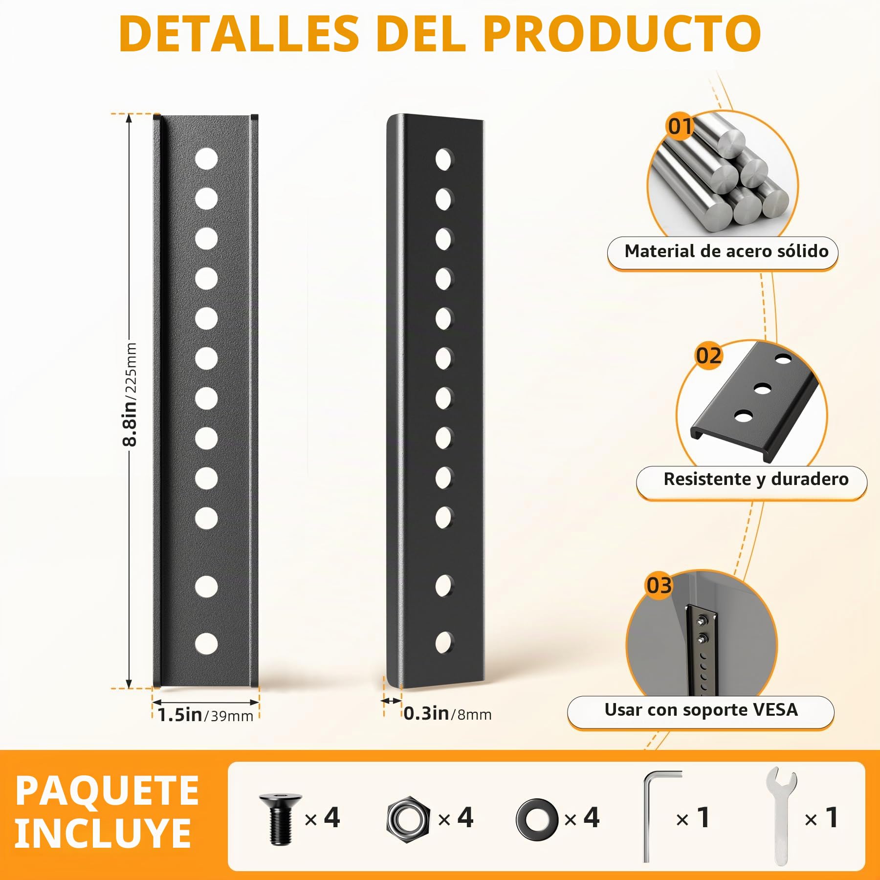 Soporte de extensión para TV, extensor de montaje vertical VESA para soportes de techo de TV, compatible solo con soporte VESA, brazos de extensión ajustables para televisores a menor altura