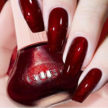 Burgundy Nail Polish Quick Dry, Air Dry Dark Red Nail Polish Vegan, Burgundy Nail Color Gel without UV Light Needed, Last Long Deep Red Nailpolish, 0.4 Floz