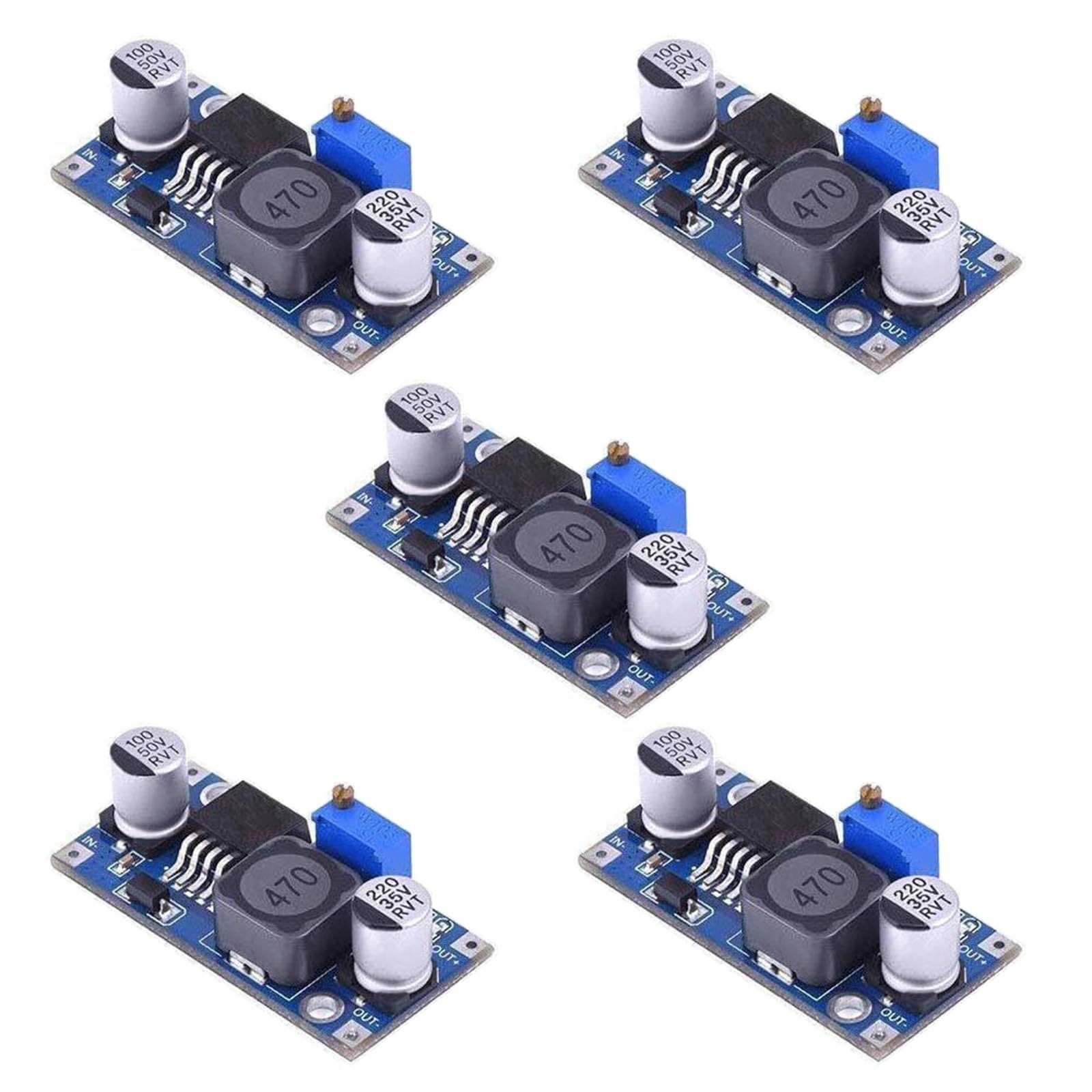ARCELI Step Down Converter, Buck Converter, DC-DC Step Down Convertitore Modulo, 3.2-40V to 1.25-35V Power Supply Step Down Module Compatibile con Arduino (5 pezzi)