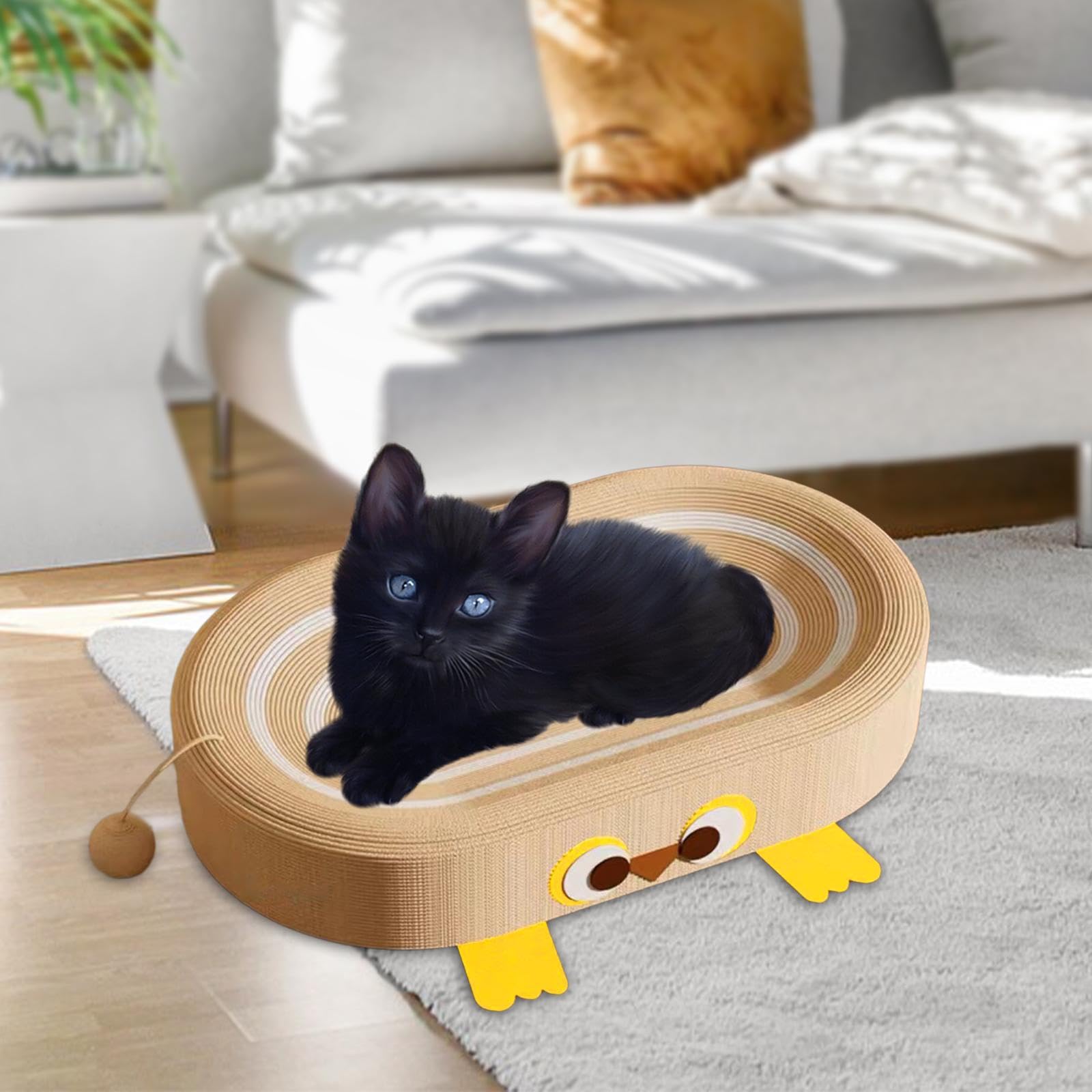 Cama rascadora para Gatos de sisal, Tabla rascadora para Gatos, Almohadilla para rascar para Gatos medianos y Grandes, 1 Pelota de Juego
