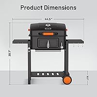 Vista 3 de KEYO GRILL 24-Inch Barrel Charcoal Grill, Dual Venting System Outdoor BBQ Grill with Height Adjustable Charcoal Pan, Foldable Side Tables Outdoor