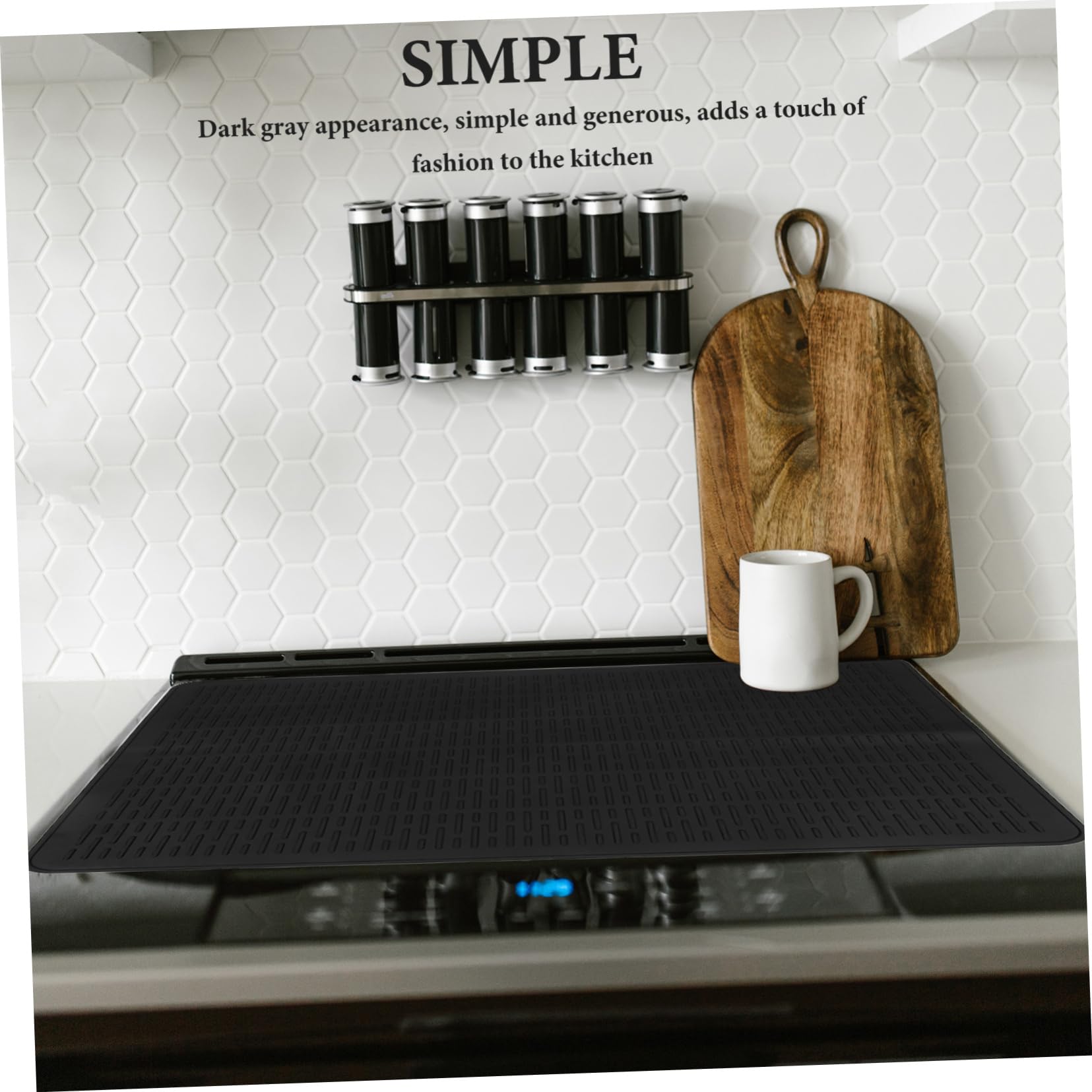 ULTECHNOVO Alfombrilla de Silicona Reutilizable para Cocina Inducción Xin como de Encimera y Escurridor de Utensilios Color Negro