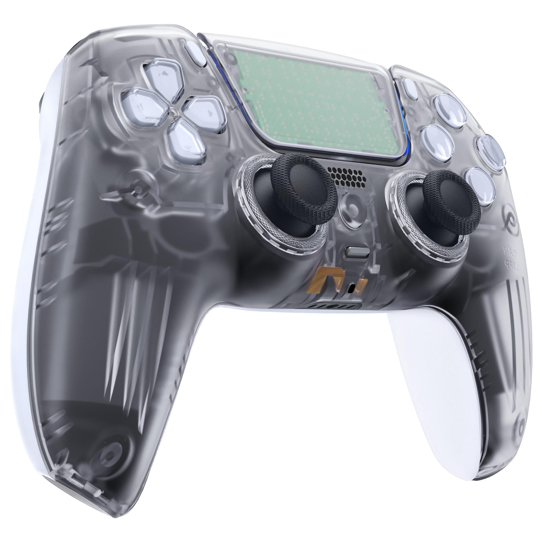 eXtremeRate Luna Cover Frontale Touchpad Ricambio per ps5 Controller,Copertura Custodia Scocca Shell Ridisegnato Anelli Compatibile con ps5 Joystick BDM 010 020 030 040 050 060, Trasparente
