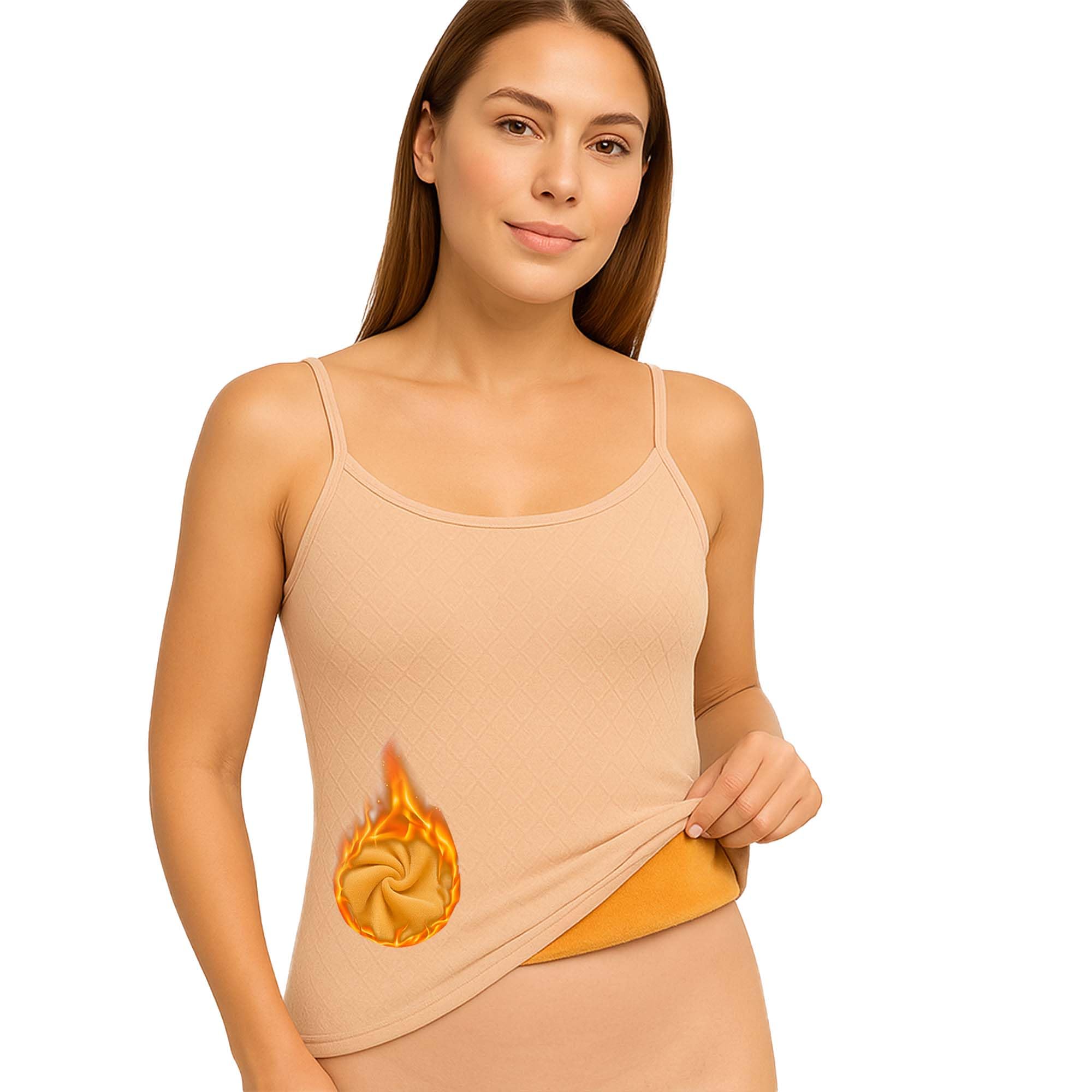 Fshway Thermal Spaghetti Tank Top Warmer for Women, Fleece Lined Soft Women Underwear Thermal Vest