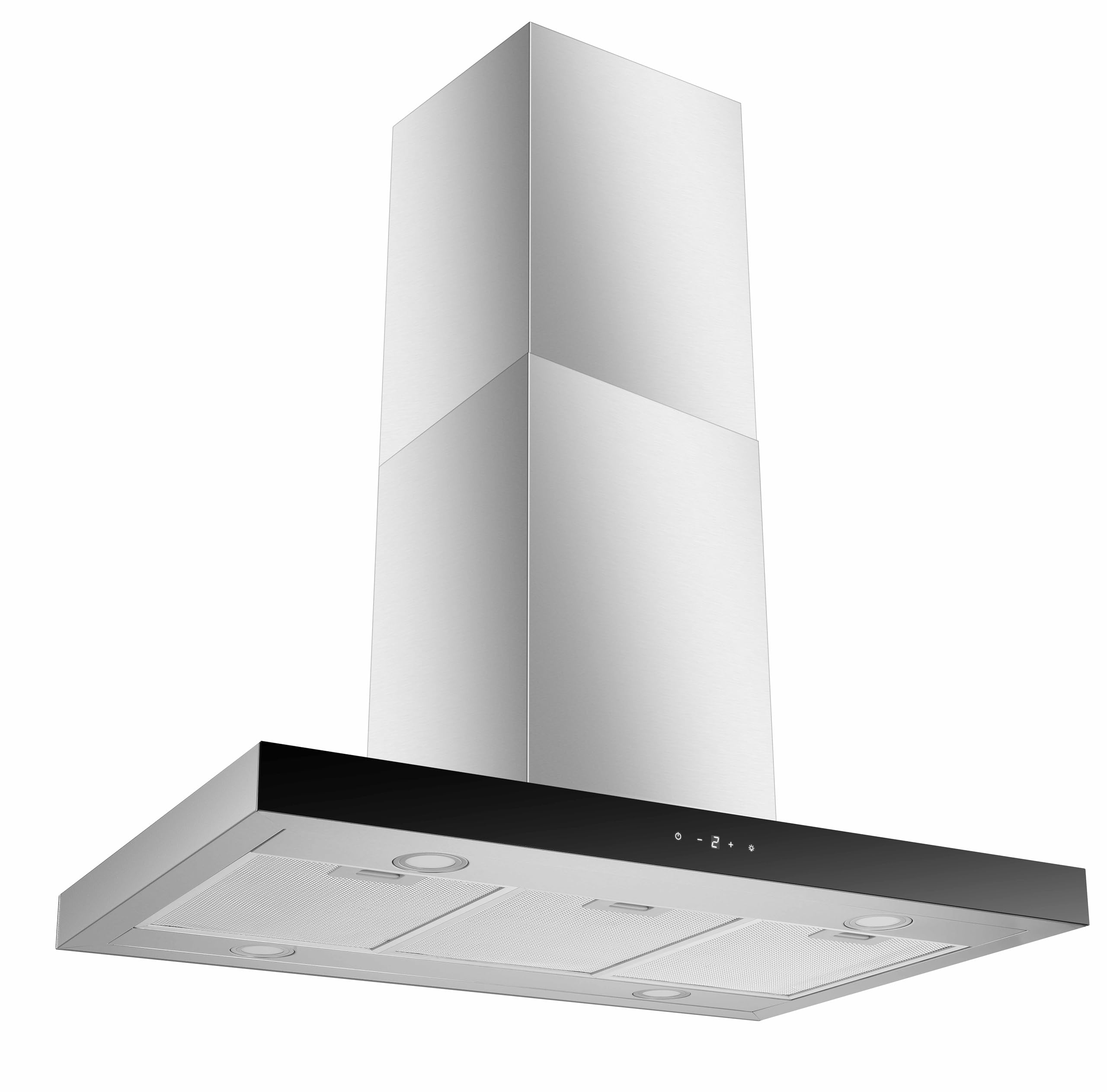 Respekta Dunstabzugshaube CH44199IX-21 / Inselhaube aus Edelstahl mit Glasfront, 90 cm/Luftstrom max. 631,7 m³/h/Abluft- und Umluftbetrieb/Energieeffizienzklasse A+++ / 42 – 63 dB