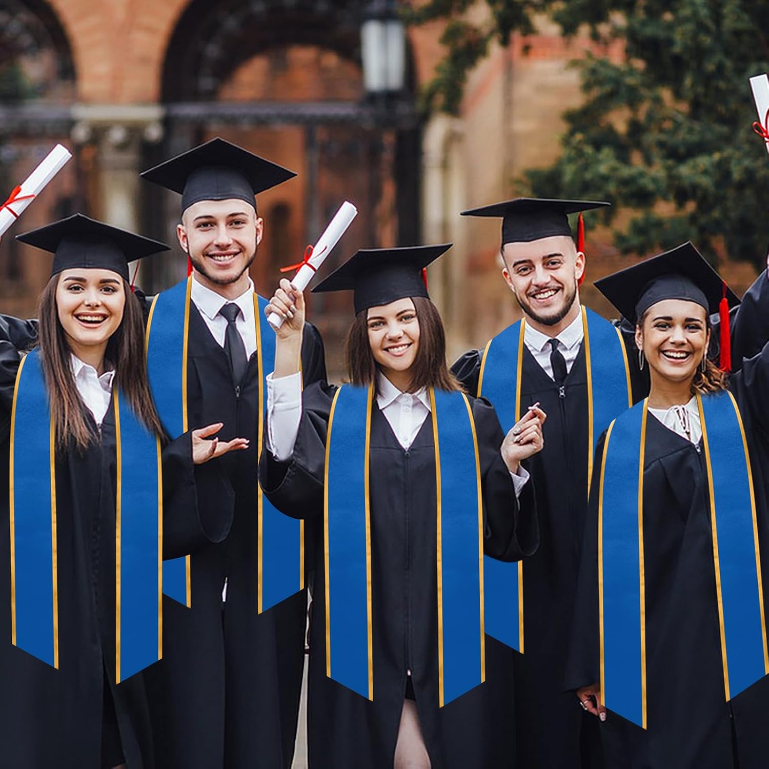 Plain Graduation Stole for Unisex Adult Angled End With Trim Graduation Sash Honor Stoles, 72" Long, 7 Colors