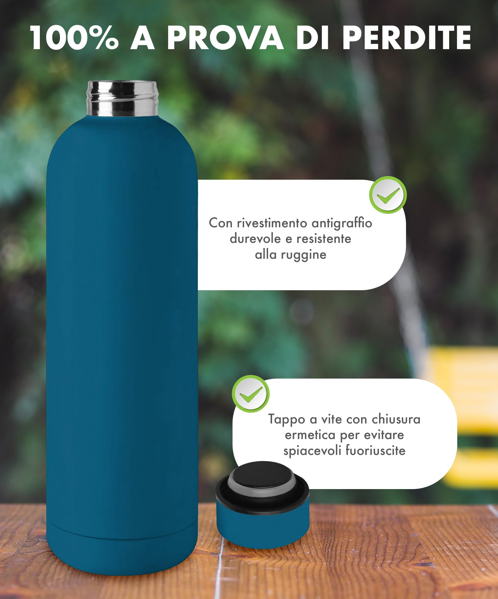 Borraccia Termica Acciaio Inox 1 Litro - Mantiene Caldo 12h E Freddo 24h, Blu - Foto 9