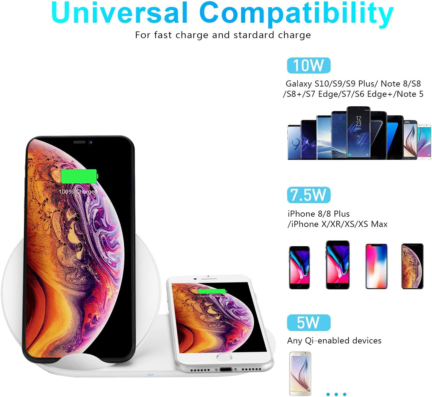 Lіmіtеd Dіѕсоunt Fast Wireless Charger Stand, ZOEFAYE 2 in 1 Wireless Charger, Wireless Charging Station for iPhone 12/12 Mini/12 Pro Max/SE 2020/11 Pro Max,Samsung Galaxy S21/S20/Note 10/S10 (QC3.0 Adapter Included)