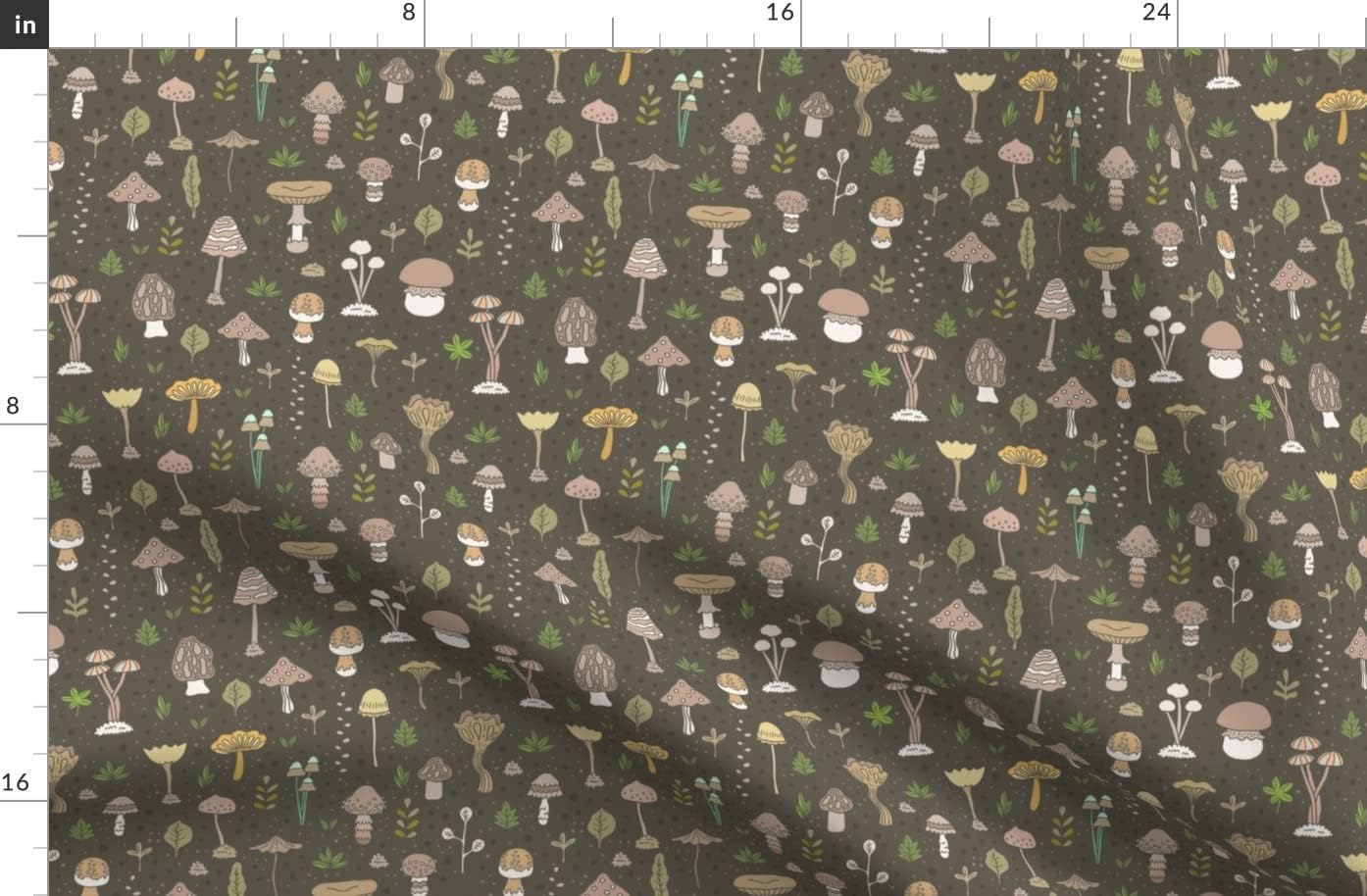 Spoonflower Fabric - Mushroom Pattern Mushrooms Nature Cute Food Summer Autumn Printed on Organic Cotton Sateen Fabric by The Yard - Sewing Quilting Apparel Home Decor
