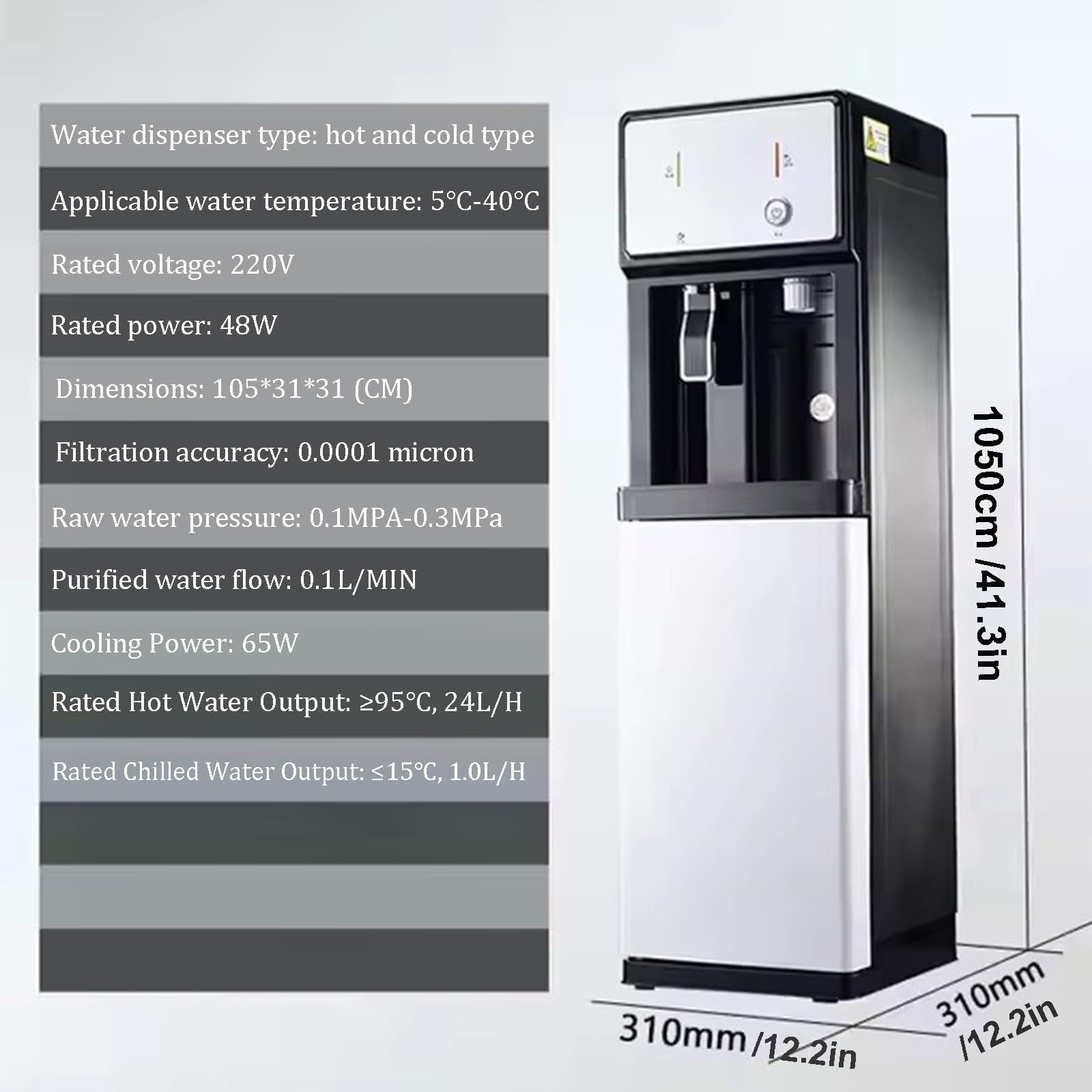 Etage Debout Fontaine À Eau, Distributeur d'eau Réfrigérée Eau Chaude Et Eau Froide À Température Ambiante 3 Fonctions pour La Maison Le Bureau Le Commerce Et L'entreprise