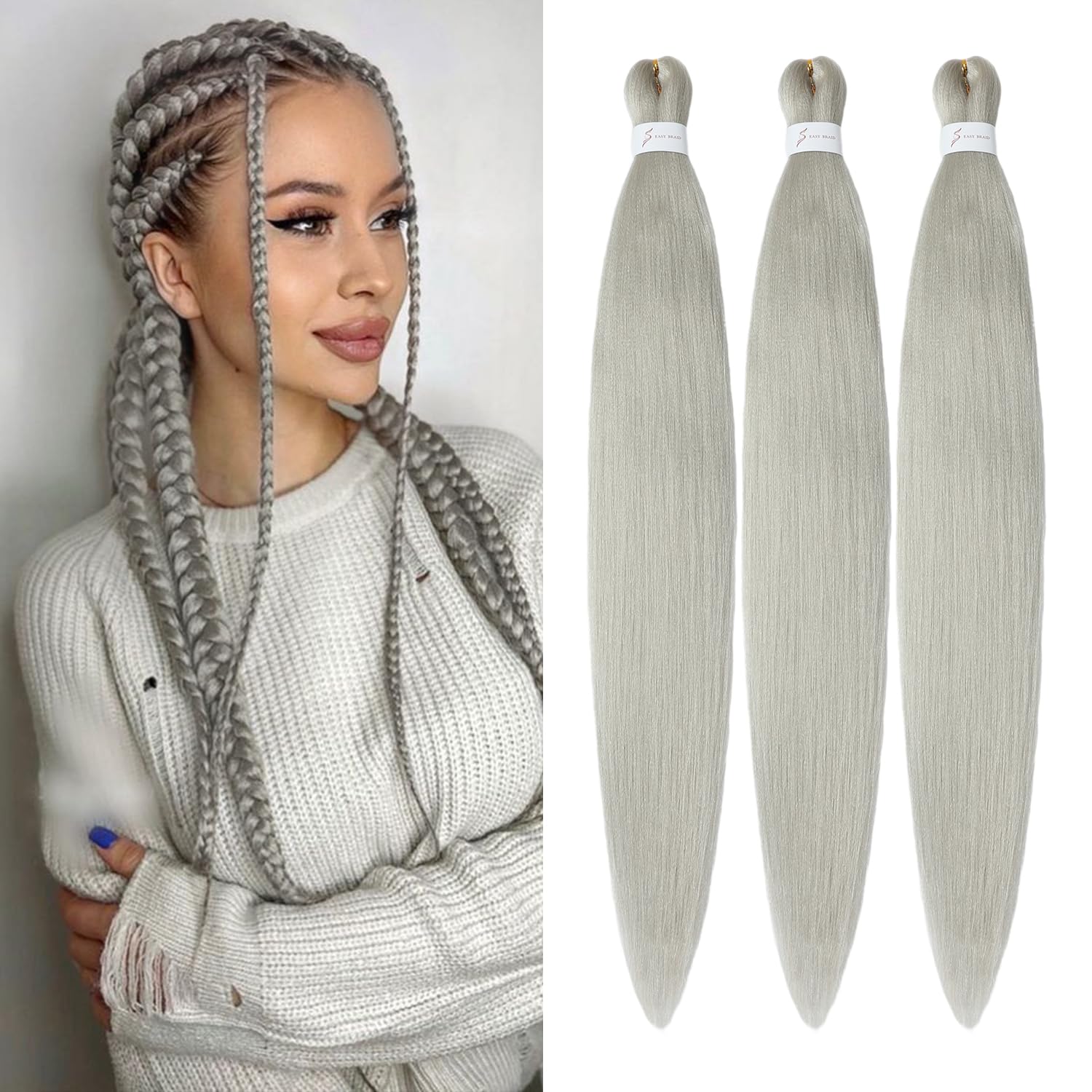 YDDM Capelli Per Treccine Africane Rosa Extension Treccine Texture Yaki Easy Install per Principianti 20 Pollici 3 Pezzi Capelli Leggeri e Naturali per Box Braids, Twist e Crochet — view 47