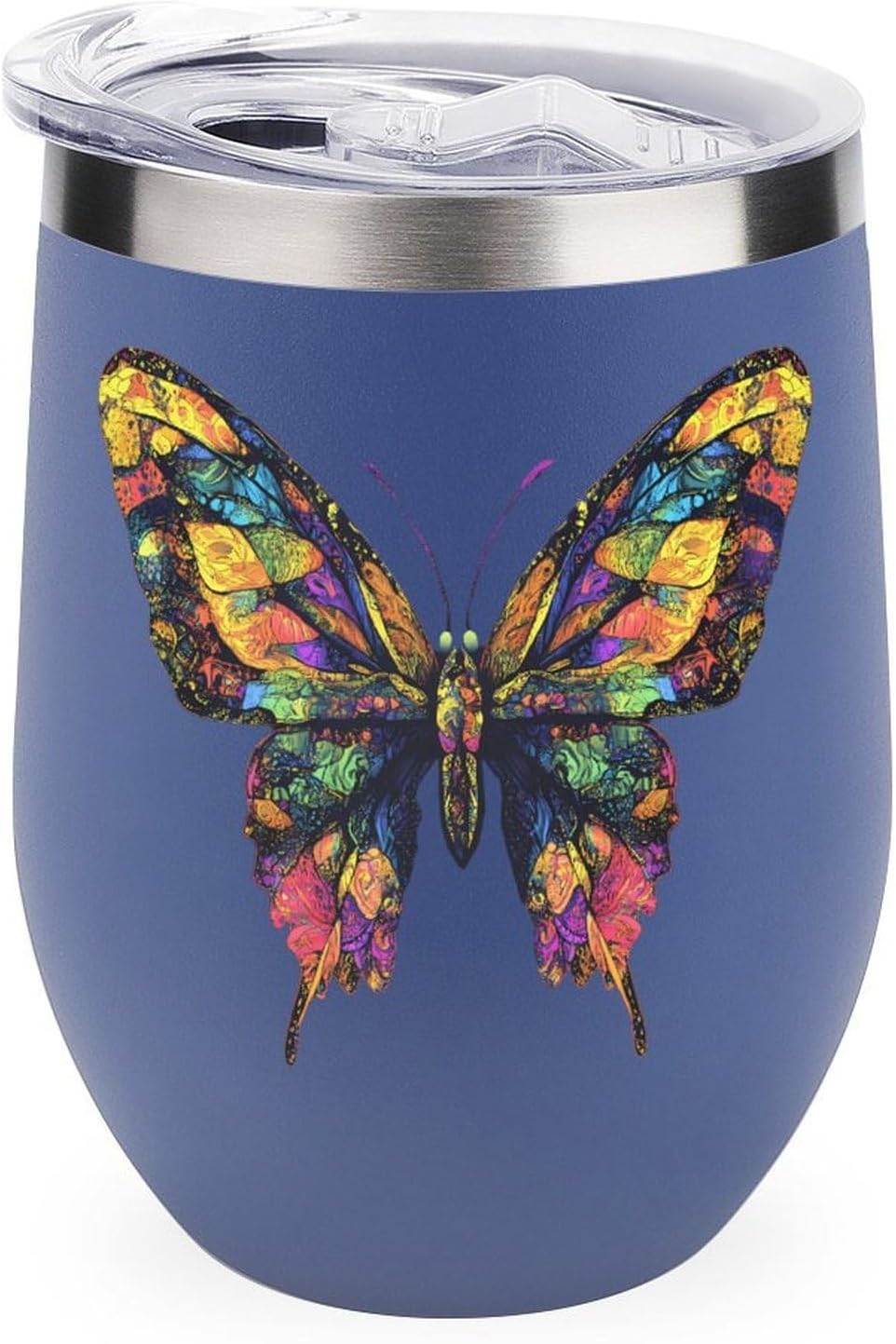 Butterflys Kaleidoscopic Patterns Insulated Drinking Cup Stainless Steel Coffee Mug Wine Tumbler with Lid 12OZ