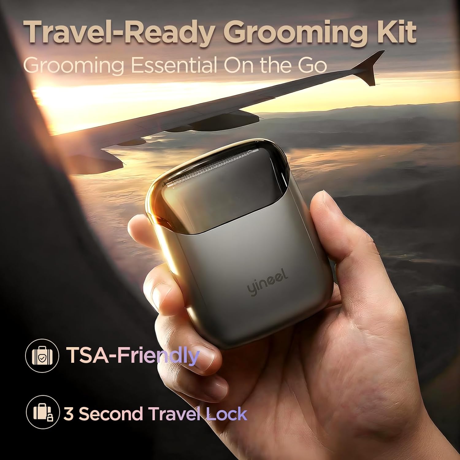 Yineel VT100 Electric Foil Shaver for Men, Pocket-Sized with Case, Sleek Portable Mini Electric Razor, 90mins Runtime, 3 Floating Blades, Travel-Friendly, IPX7 Waterproof, Gifts for Men