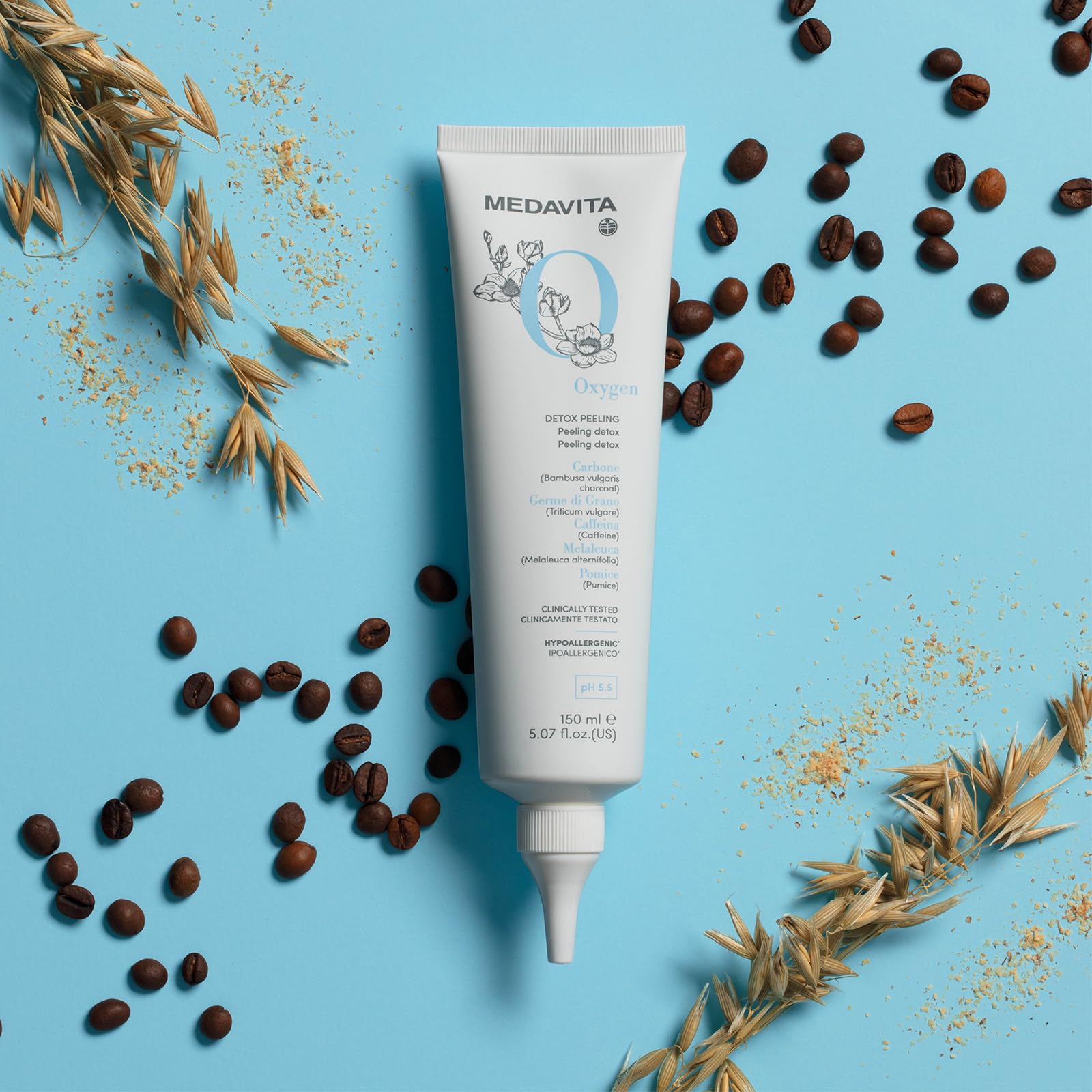Medavita | Oxygen Detox Peeling Capelli 150 ml, Rigenerante e Levigante per Cute e Capelli, pH 5.5, Made in Italy