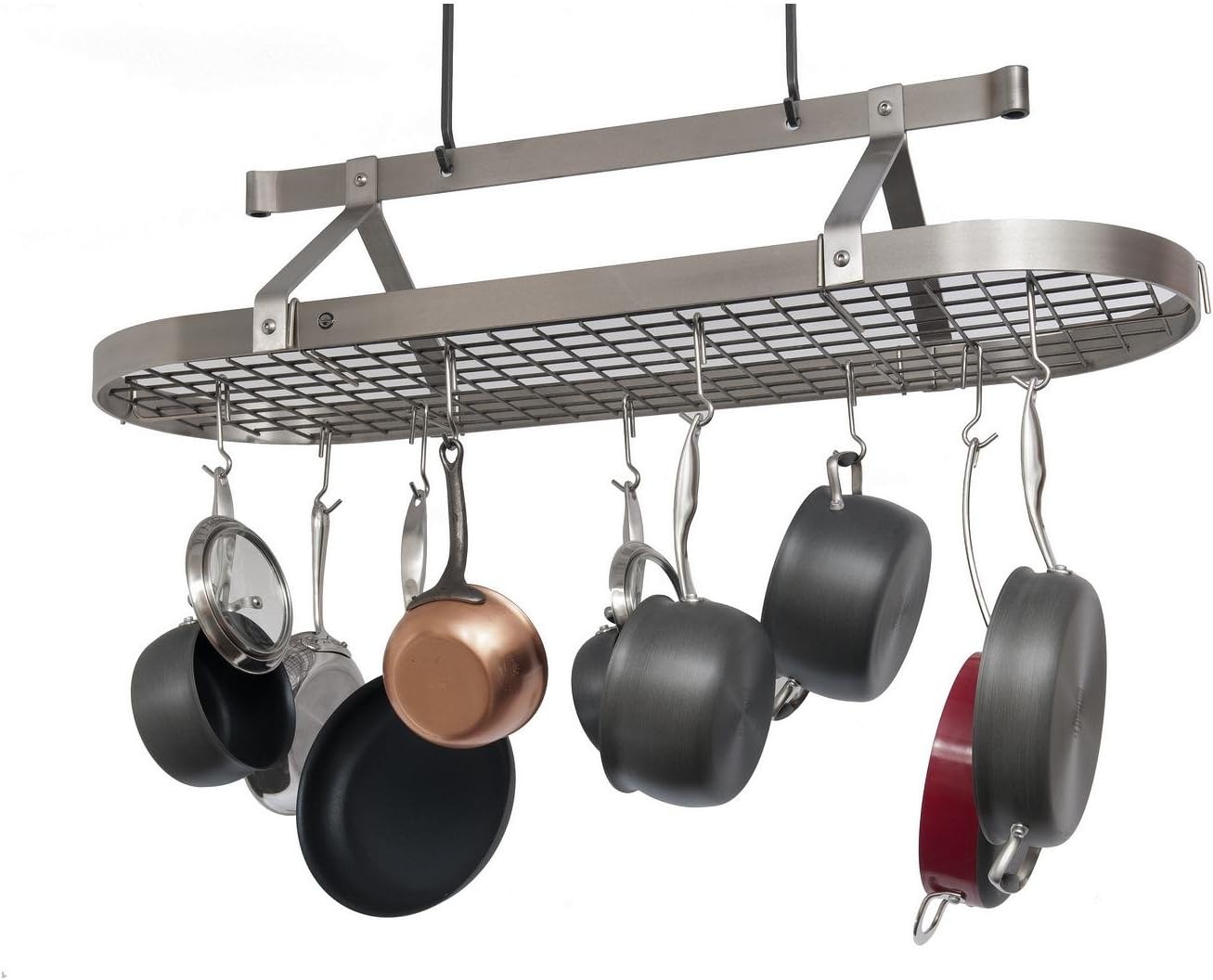 Enclume Premier 4-Foot Oval Ceiling Pot Rack, Stainless Steel