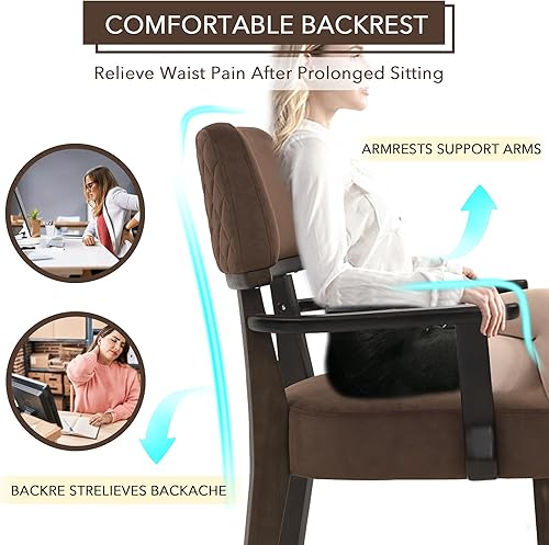 Miniatura 3 de Sillas de comedor de terciopelo con brazos, silla de comedor tapizada de madera con respaldo abierto, sillas de comedor modernas para cocina,