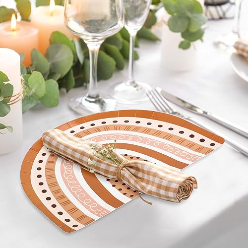 Miniatura 6 de AnyDesign Platos de papel boho arcoíris, desechables, retro, hippie, vajilla decorativa para suministros de fiesta de cumpleaños, decoración de mesa