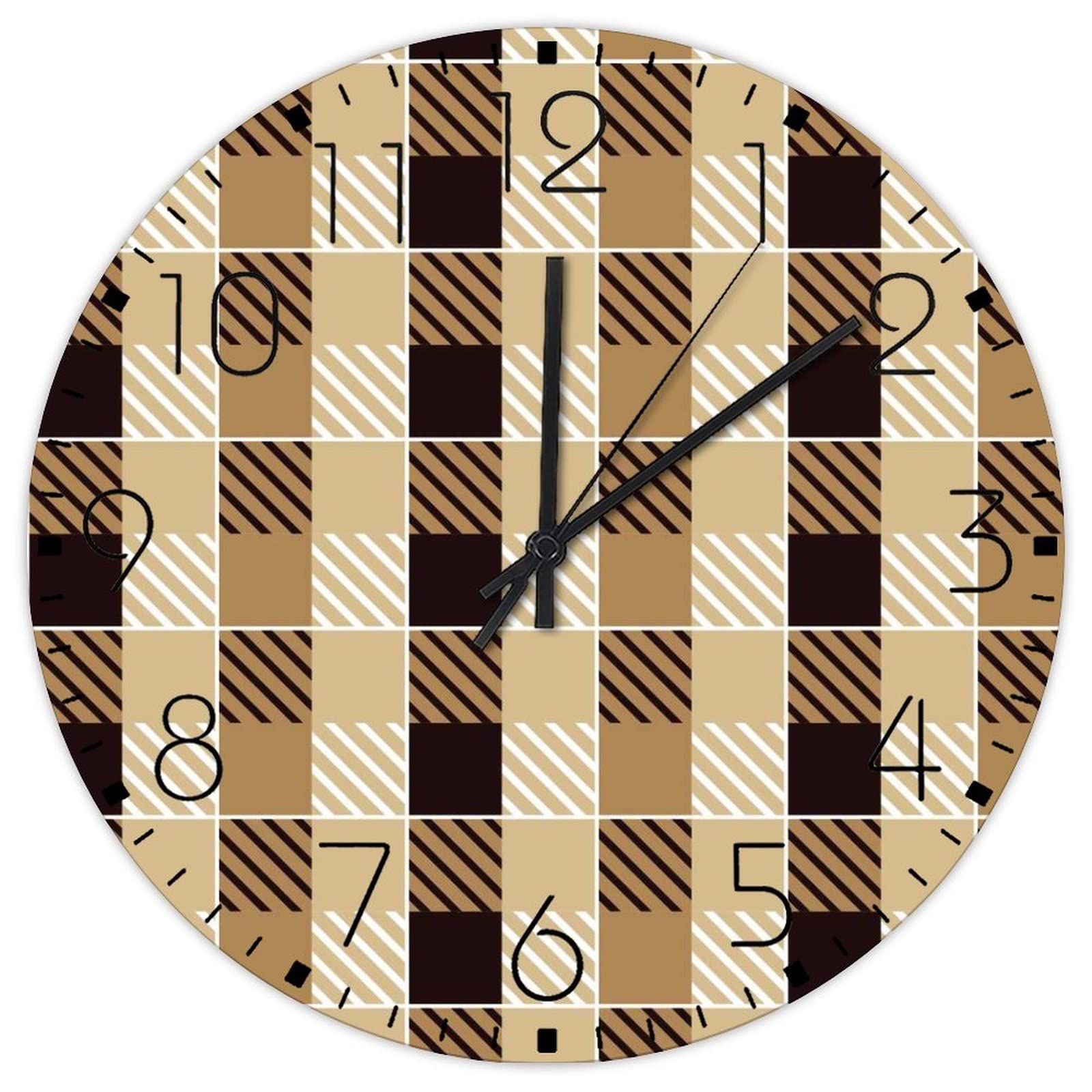 Horloge murale silencieuse de 38 cm en bois rustique sans tic-tac pour toilette