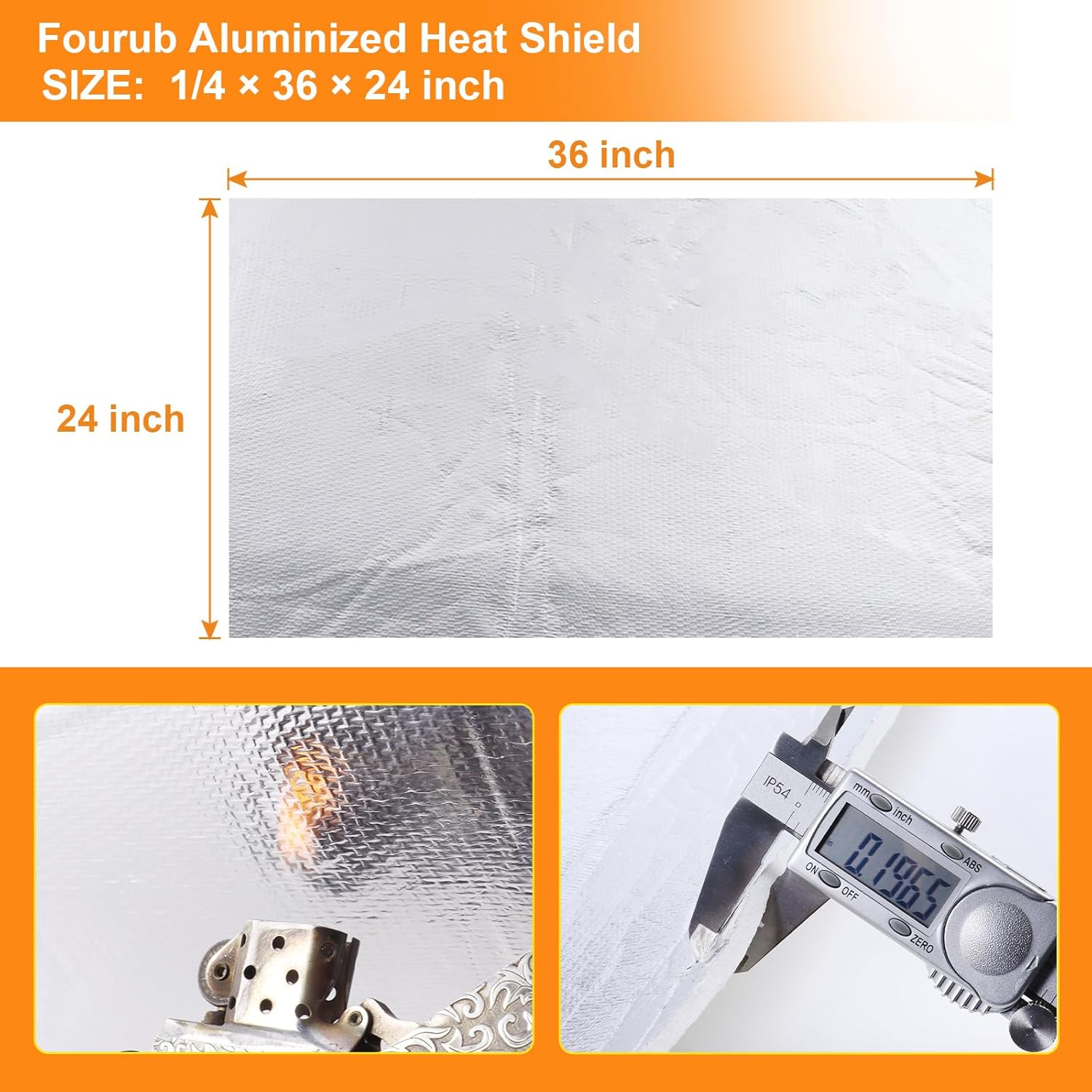 Automotive Aluminized Heat Shield Up to 2280°F High Temp Thermal Barrier Fiber (None Adhesive Backed-1/4" x 36" x 24")