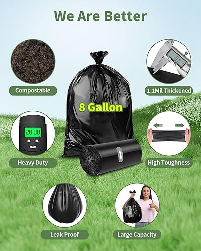 Miniatura 3 de 100 bolsas de inodoro portátiles y bolsas de basura de cocina, bolsas de inodoro biodegradables gruesas para acampar para orinal portátil, bolsa de