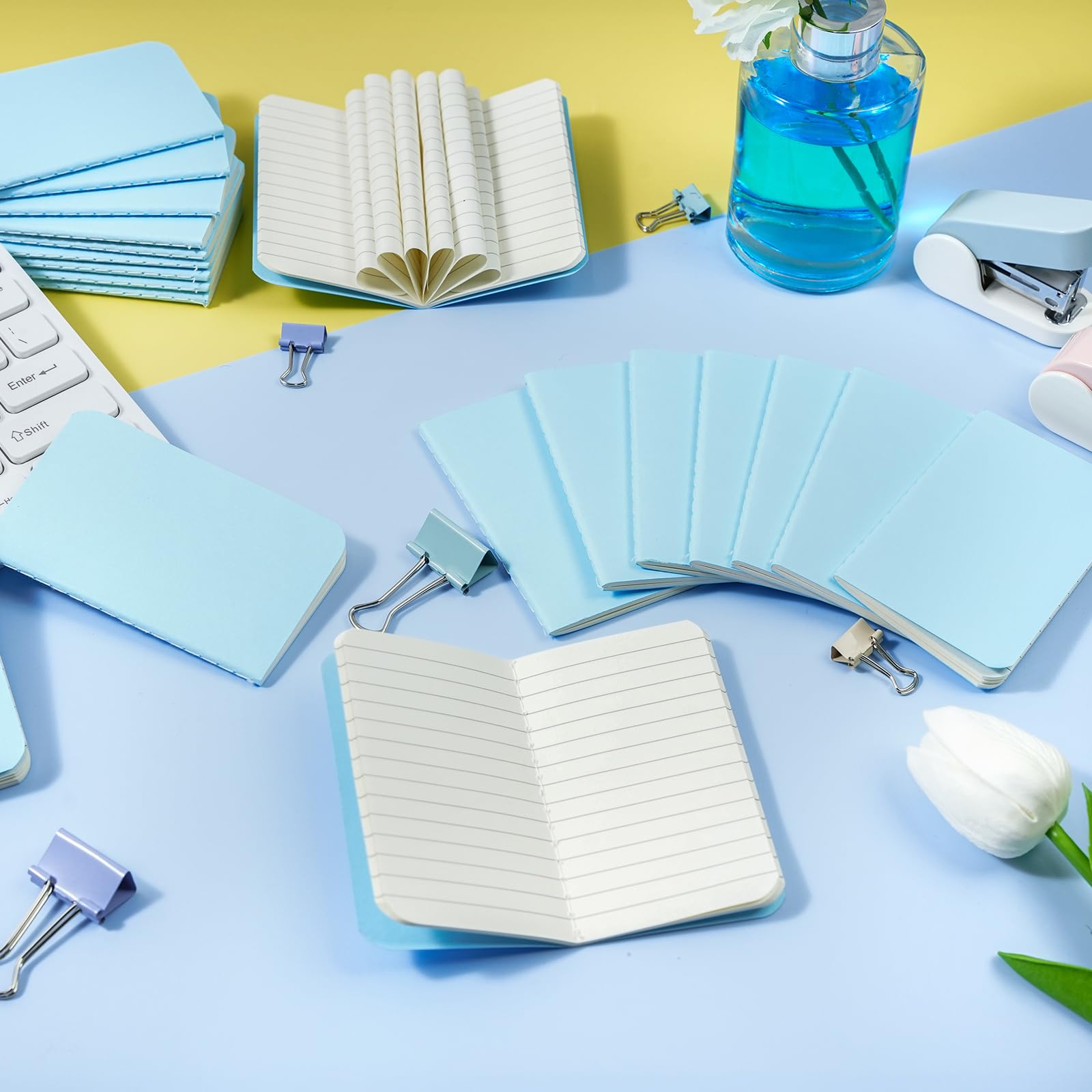 Harloon 100 cuadernos pequeños a granel, mini cuaderno de bolsillo con forro de 4 x 2.5 pulgadas, mini bloc de notas, diarios a granel para escuela, niños, estudiantes, viajeros, hombres y mujeres, 30