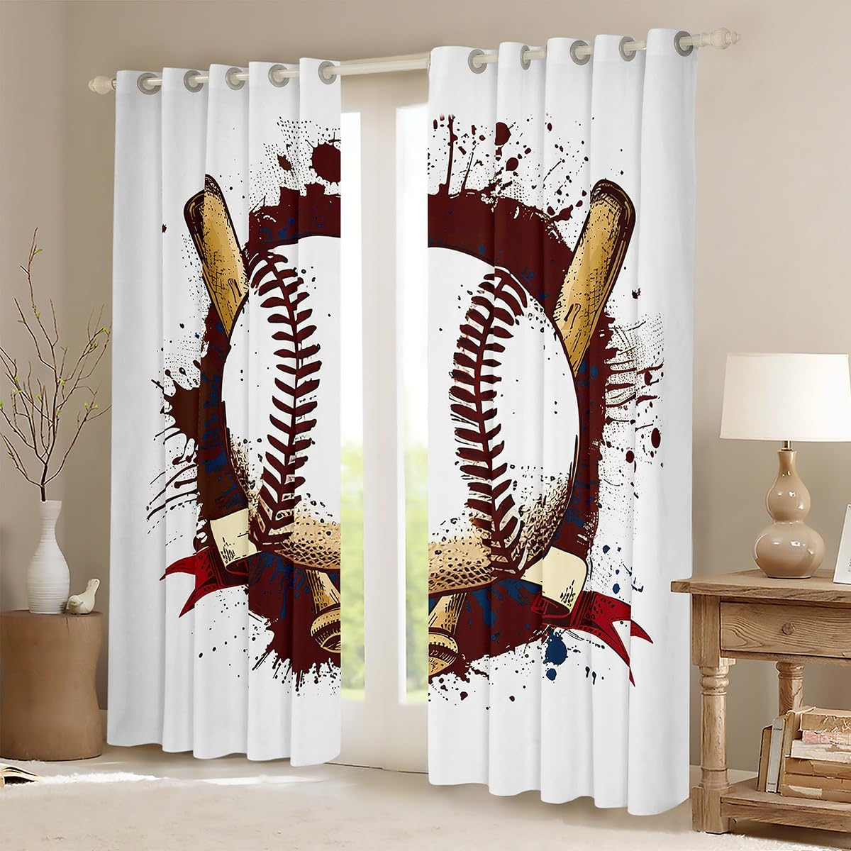 Ambesonne Yellow and Blue Long Kitchen Curtains, Funny Cartoon Hippopotamus with Stars and Daisy Flowers, 2 Panel Set Drapes with Rod Pocket Room Decor, 55