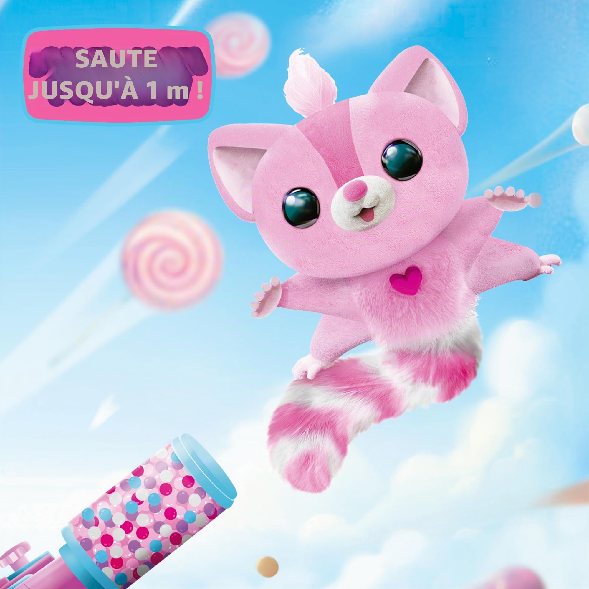Bizak Fingerling 61853147 Écureuil Volant + 75 Sons et réactions, interagit et Vole vers Vous, + 1 mètre de Distance, Lanceur avec Sons et Musique, + 5 Ans