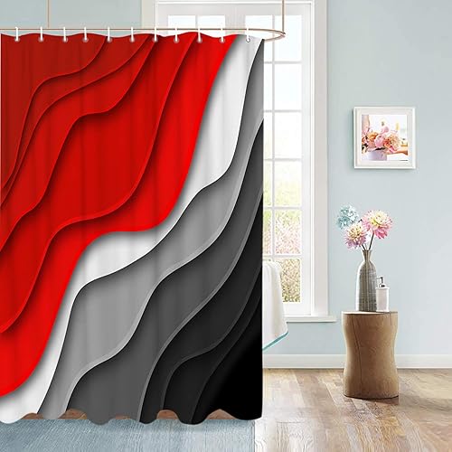 Miniatura 2 de BestLives Cortinas de ducha de 72 x 72 pulgadas, cortina de baño geométrica moderna, gris, abstracta, para playa, impermeable, tela de poliéster,