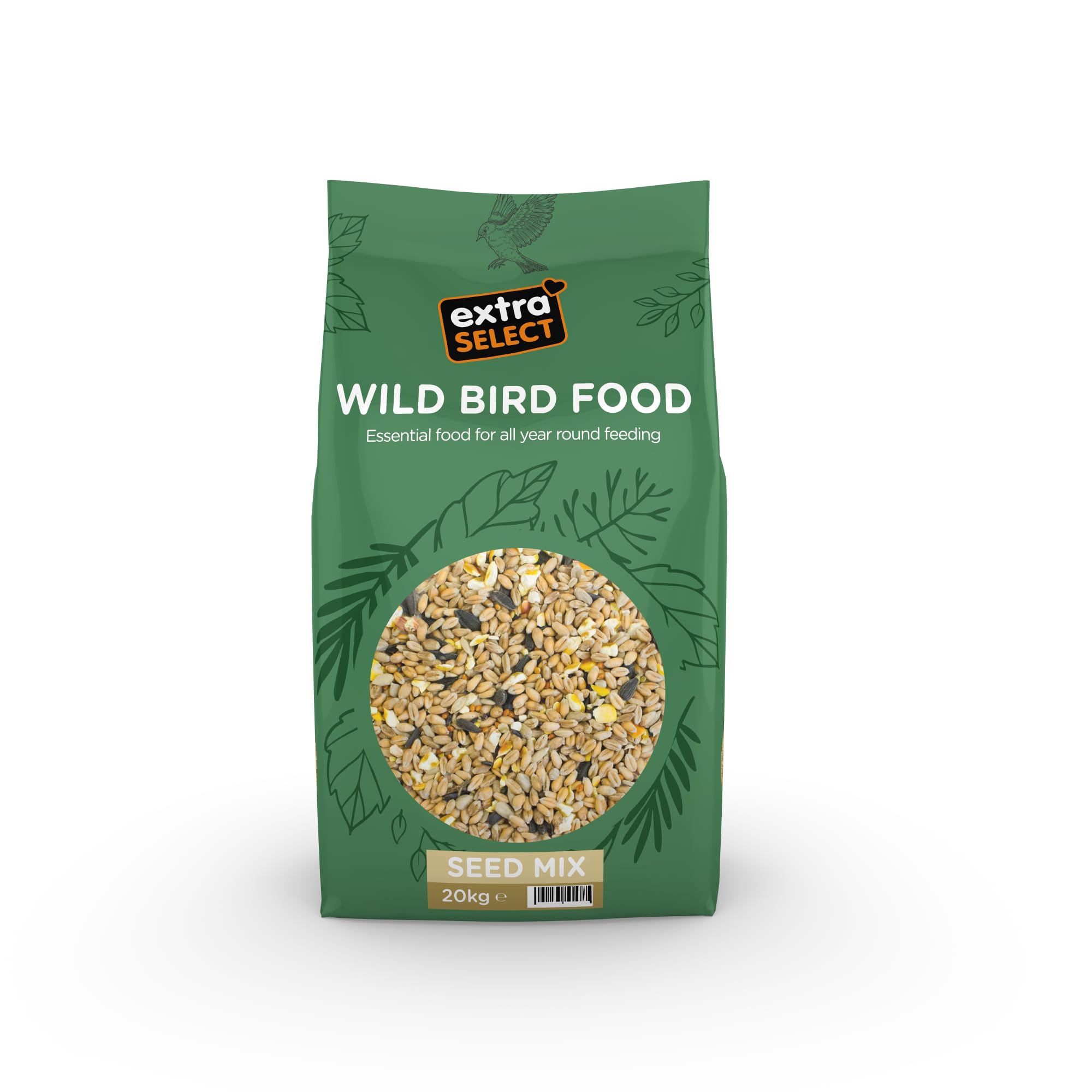 Wild Bird Seed Mix with Black Sunflower Seeds, Wheat, Dari, Millet Seeds - Nutrient Rich Wild Bird Food for Small Birds - 20kg