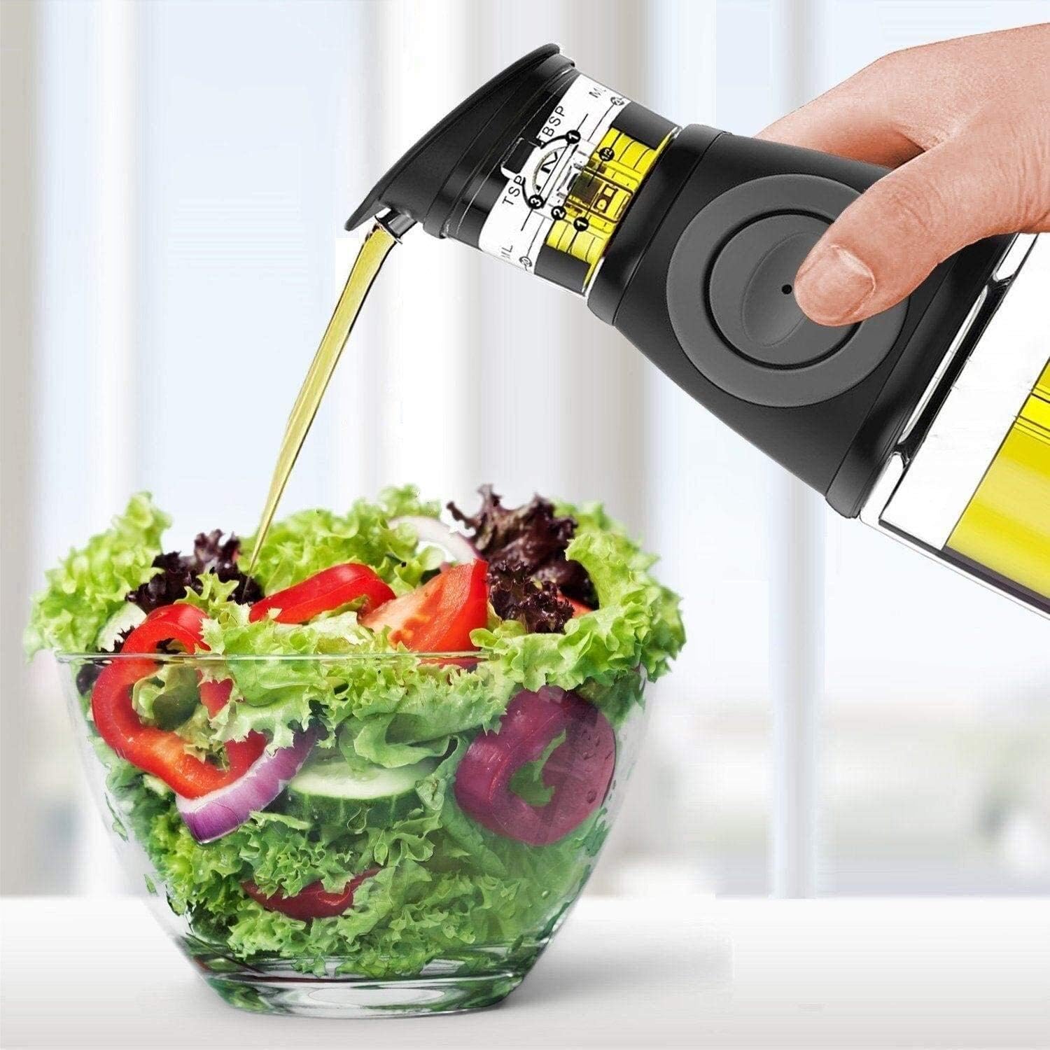 Seasoning Bottle Storage 2pcs 250ml+500ml Olive Oil Dispenser Bottle Set, Oil Vinegar Soy Sauce Cruet With Drip-Free Spouts, Leakproof Oil Mister Sprayer (Color : Silver)