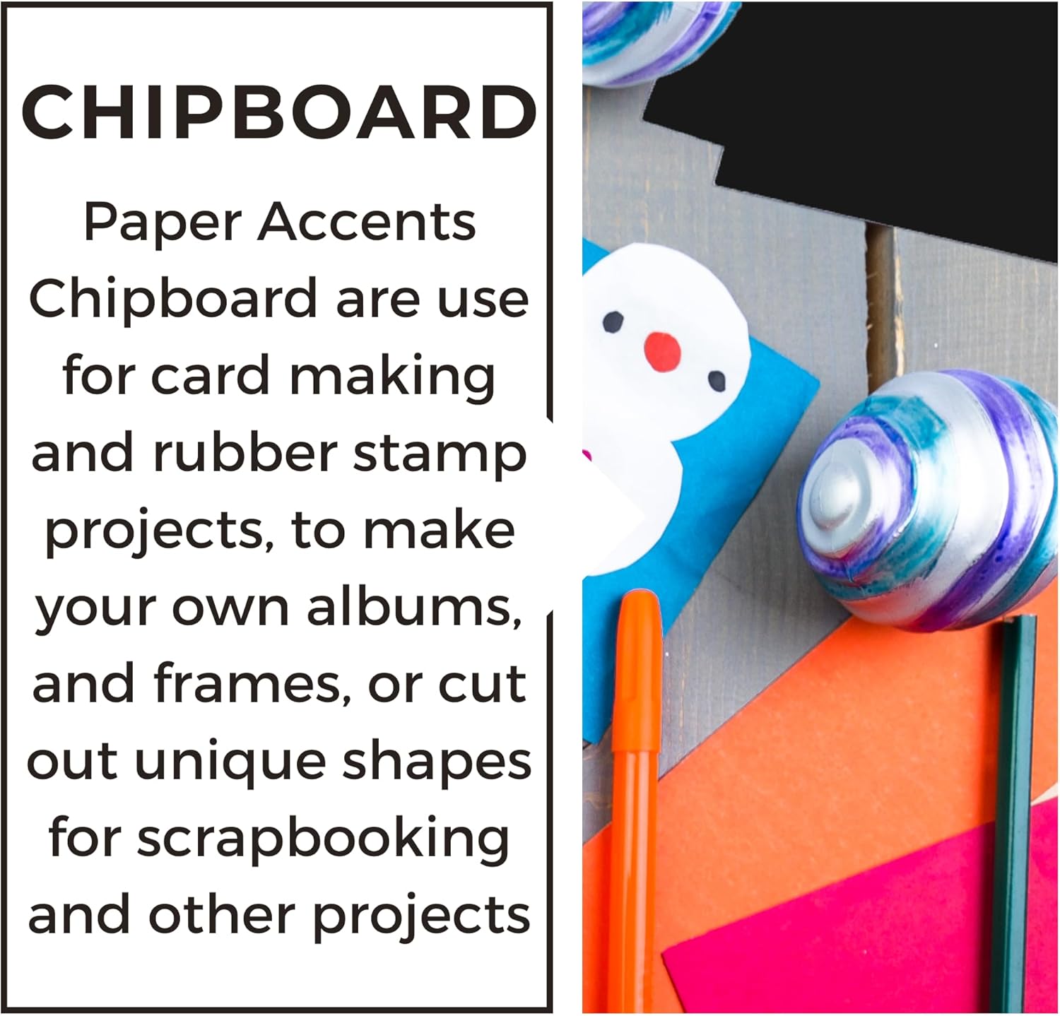 Accent Design Paper Accents Chipboard 8.5"x11" 2X Heavy 90pt Black, 25pc – Durable Book Board for DIY Projects, Book Binding Board, Black Chipboard Sheets for Crafts