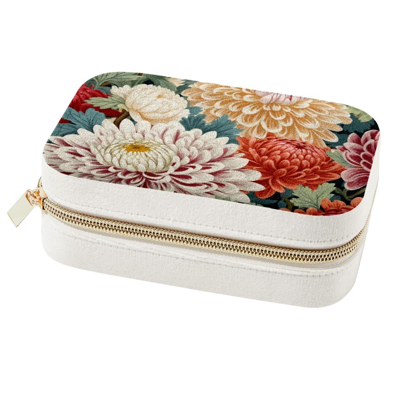 Boîte à bijoux de voyage chrysanthème pour vos déplacements