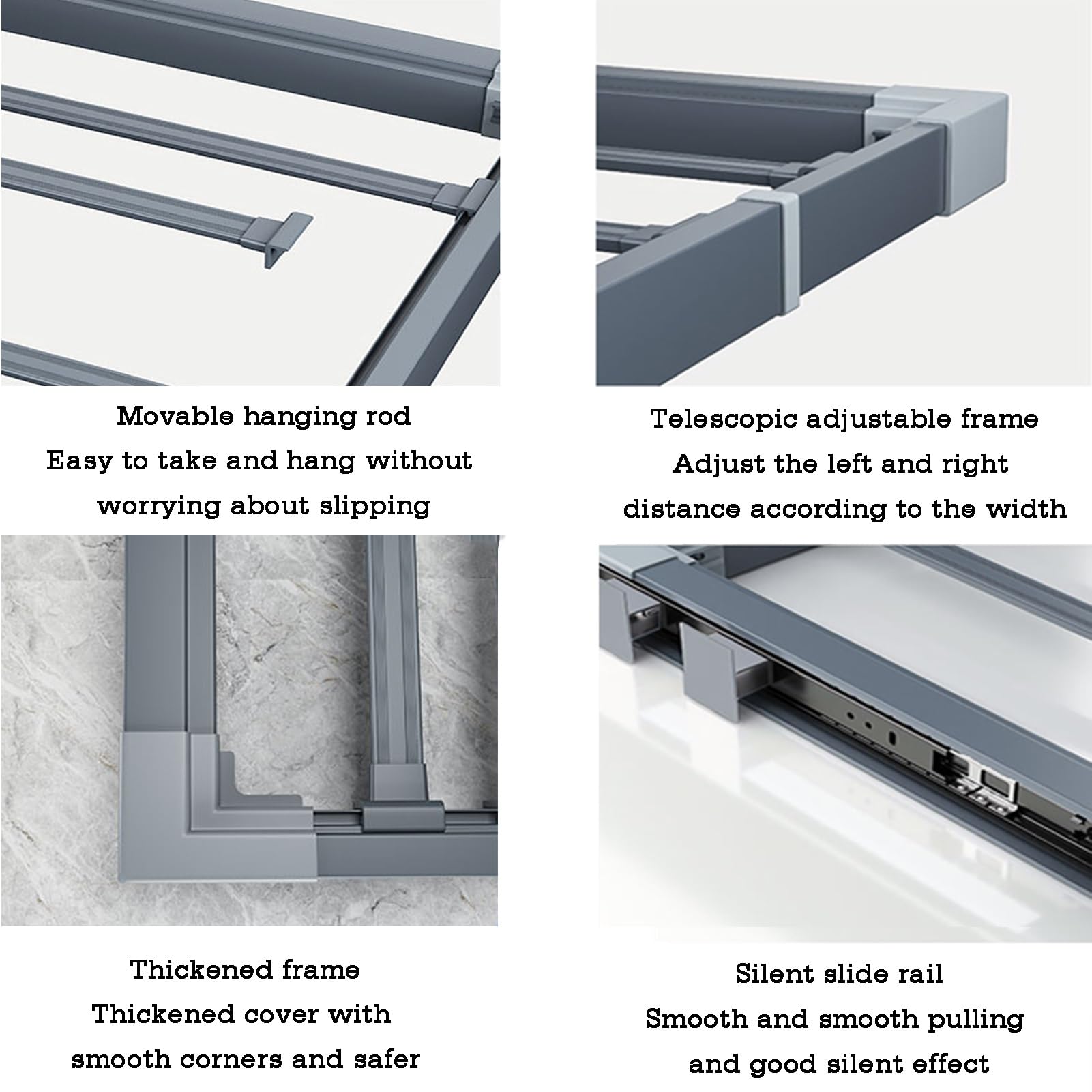 Suszarka do prania nad pralką, wysuwana szuflada na spodnie ze stopu aluminium, odpowiednia do suszenia ubrań, kolor 2-48 x 61,4 x 66,4 cm, kolor 2-48 x 61,4-66,4 cm