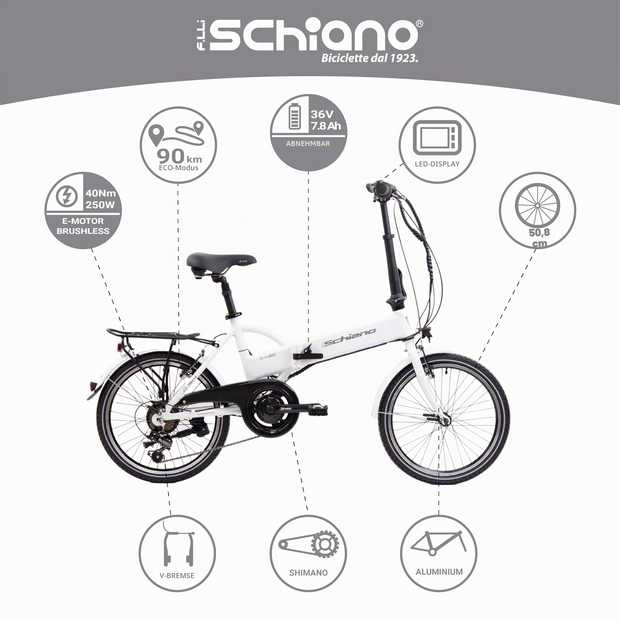 schiano klapprad F.lli E-Sky, E Bike Klappbar 20 Zoll, 36V 7.8Ah Abnehmbarer Akku, Motor 250W 40Nm, Ebike für Herren/Damen, Weiss Sport & Freizeit Tommy Hilfiger Duke Handschuhe aufbewahrung schreibtisch Color:Fed Red/Silver/Clear