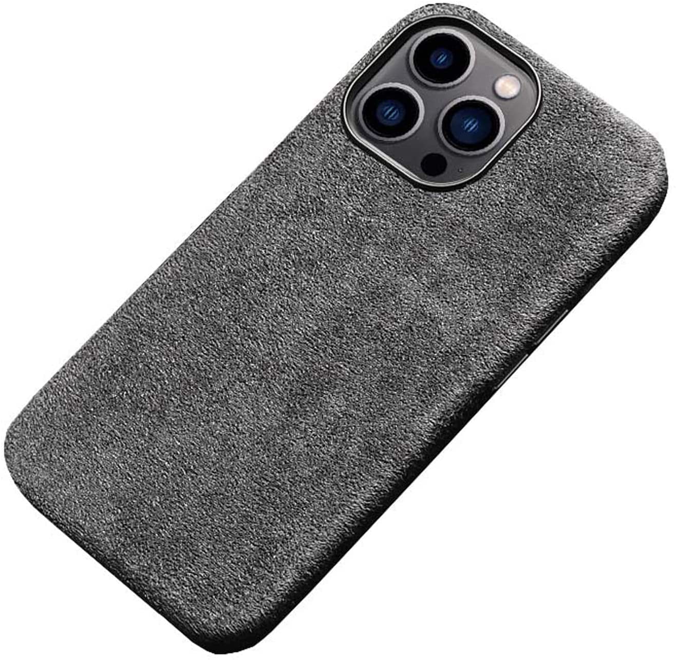 Tylna osłona telefonu, do Apple iPhone 13 Pro (2021) 6,1 cala luksusowe w pełni owinięte etui wykonane z materiału Alcantara [ochrona ekranu i aparatu] (kolor: szary)