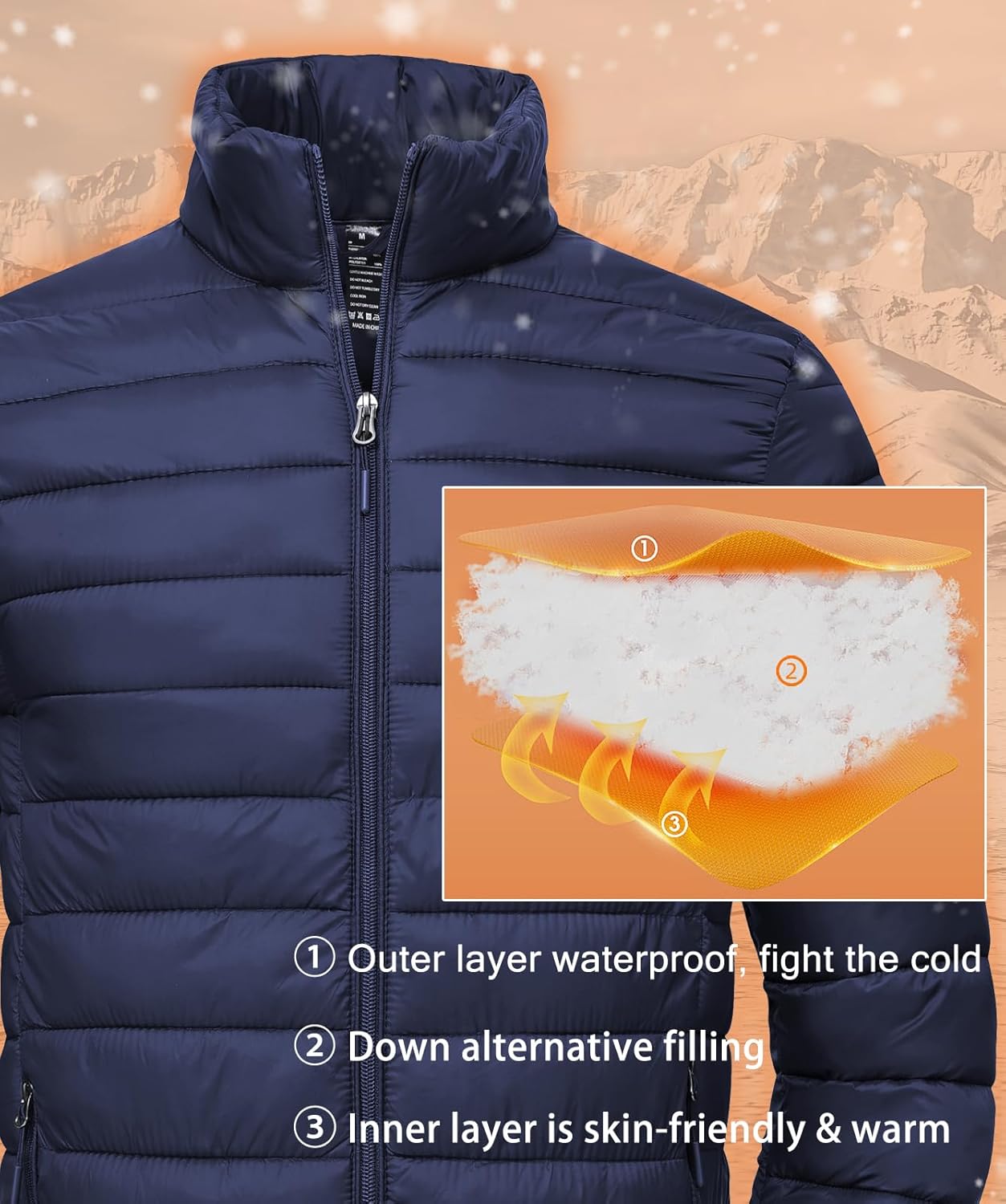 SPOSULEI Men Puffer Down Jacket Packable Lightweight Winter Jackets Coats Outdoor Waterproof Insulated Jackets - Image 4