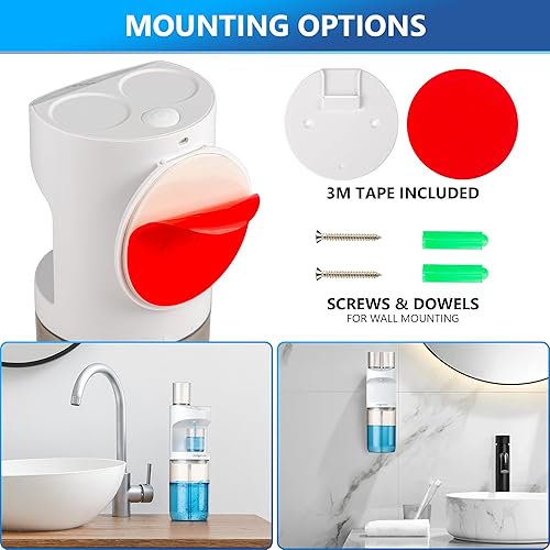 Miniatura 5 de Dispensador automático de enjuague bucal para baño, accesorios de baño, dispensadores de 19.4 onzas líquidas con tazas magnéticas, dispensador