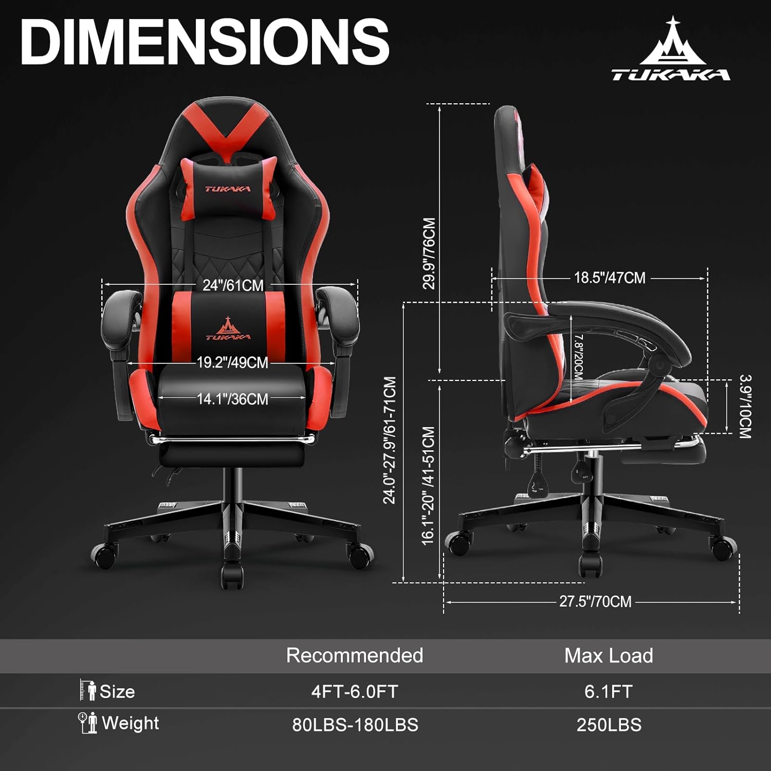 Tukaaka gaming chair, ergonomic massage with computer office desk Chair Futrests, Pocket Spring Cushion, Headrest and Lumbar Support with Leather Adjustable Gamer Chair, Red, Red, Red, Red, Red, Red Tukaaka gaming chair, ergonomic massage with computer office desk Chair Futrests, Pocket Spring Cushion, Headrest and Lumbar Support with Leather Adjustable Gamer Chair, Red, Red, Red, Red, Red, Red