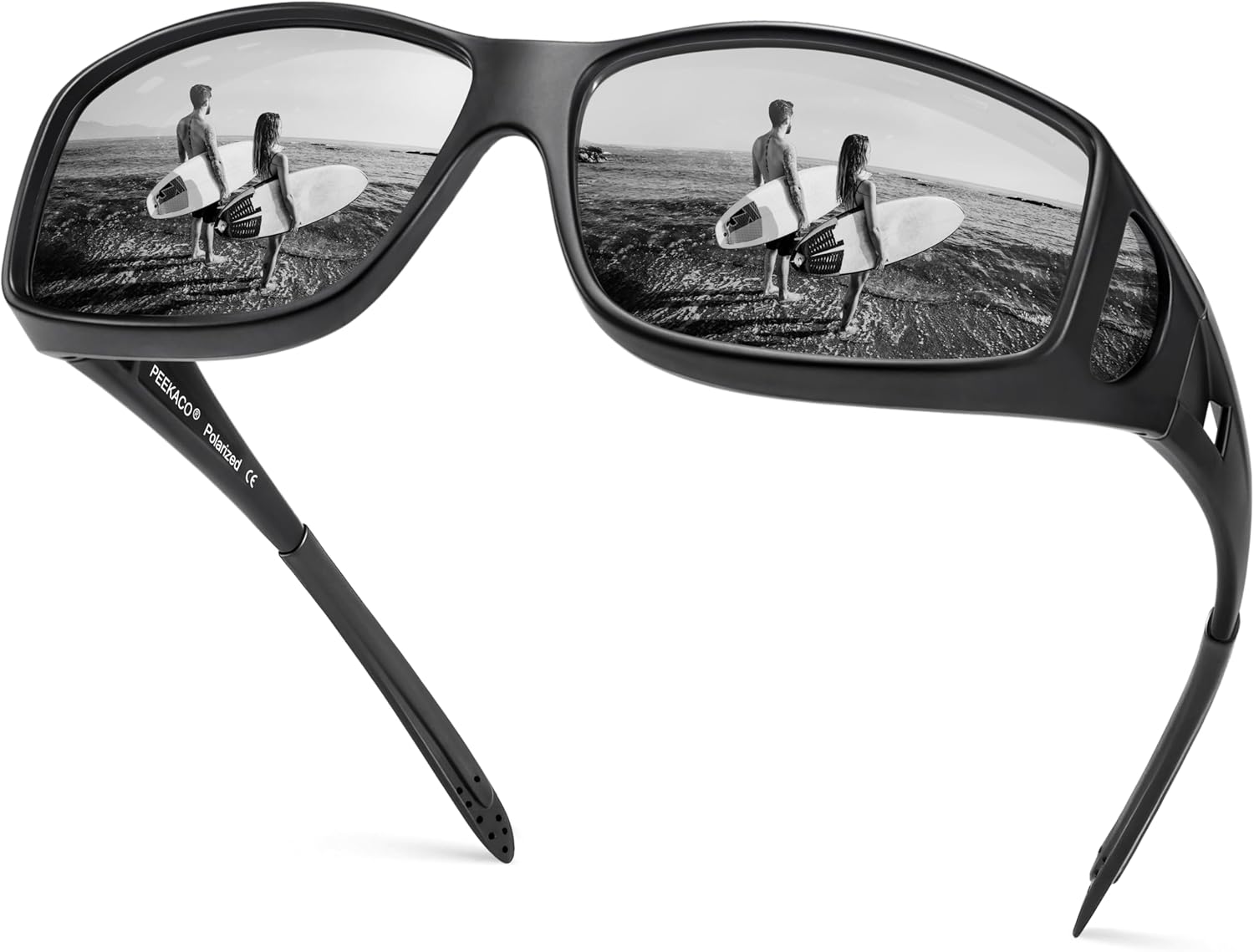 Polarized Sunglasses Fit Over Glasses for Men Women, Wrap Around Sun Glasses for Driving Fishing UV400 Protection