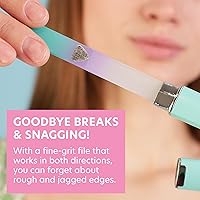 Vista 5 de BONA FIDE BEAUTY Lima de uñas de cristal checo con estuche y limas ergonómicas de vidrio para uñas naturales en paquete verde pastel y violeta