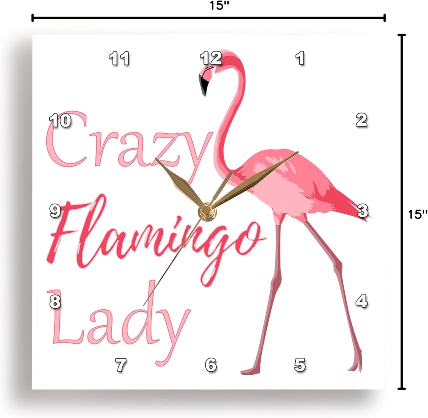 3dRose DPP_291868_3 Lady for Anyone who is Crazy About Flamingos. -Wall Clock, 15-inch, Multicolor