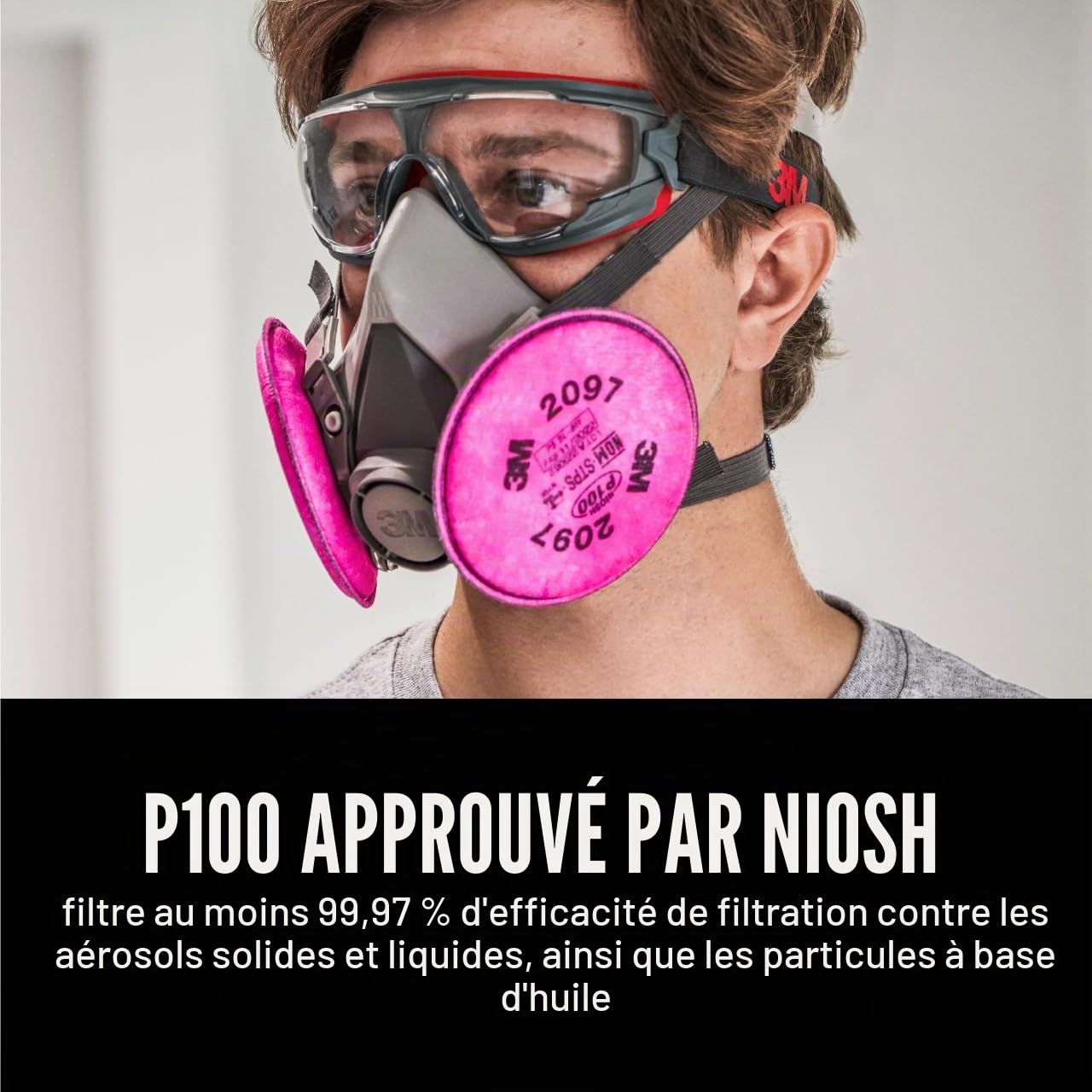 3 m P100 filtre à particules avec 10,1 pouces Niveau Bio Vapor Release, 2097PA1-A