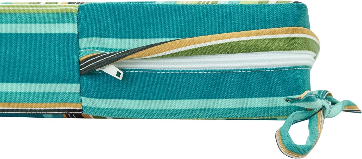 Outdoor Bench Cushion Cover for Patio Furniture,48x18x3 Inch, Water Resistant Swing/Loveseat Cushion Slipcover with Ties for Balcony Porch Garden (Replacement Cover Only), Green Stripe