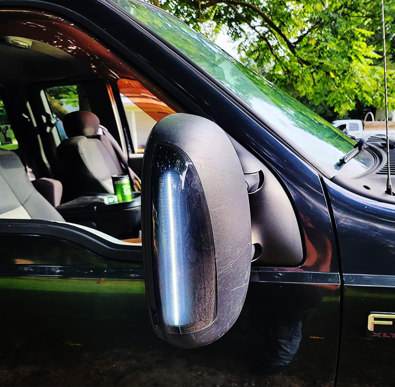 iJDMTOY Switchback LED Side Mirror Marker Lamps Compatible With 2003-2007 Ford F250 F350 Superduty, 2000-2005 Ford Excursion, (2) Smoked Lens, White LED Parking Light, Amber LED Turn Signal Light