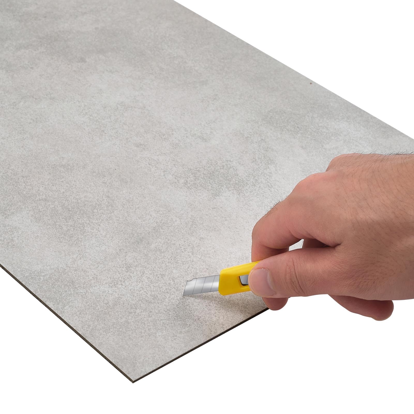 INMOZATA 5,04㎡ PVC Bodenbelag Selbstklebend Click Vinylboden Rutschfest Wasserfest Vinyl Bodenbelag Selbstklebend für Schlafzimmer Küche Wohnzimmer 28 Fliesen, 30cm x 60cm, Dicke 2 mm-Hellgrau Beton