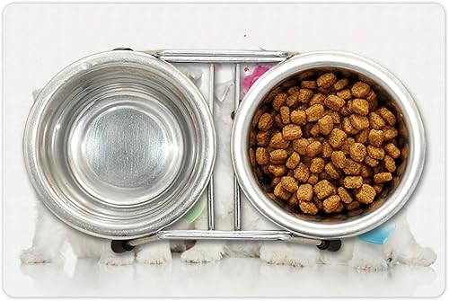 Miniatura 2 de Lunarable Westie - Tapete para mascotas para alimentos y agua, grupo de cachorros de West Highland White Terrier sobre fondo liso, tapete de goma